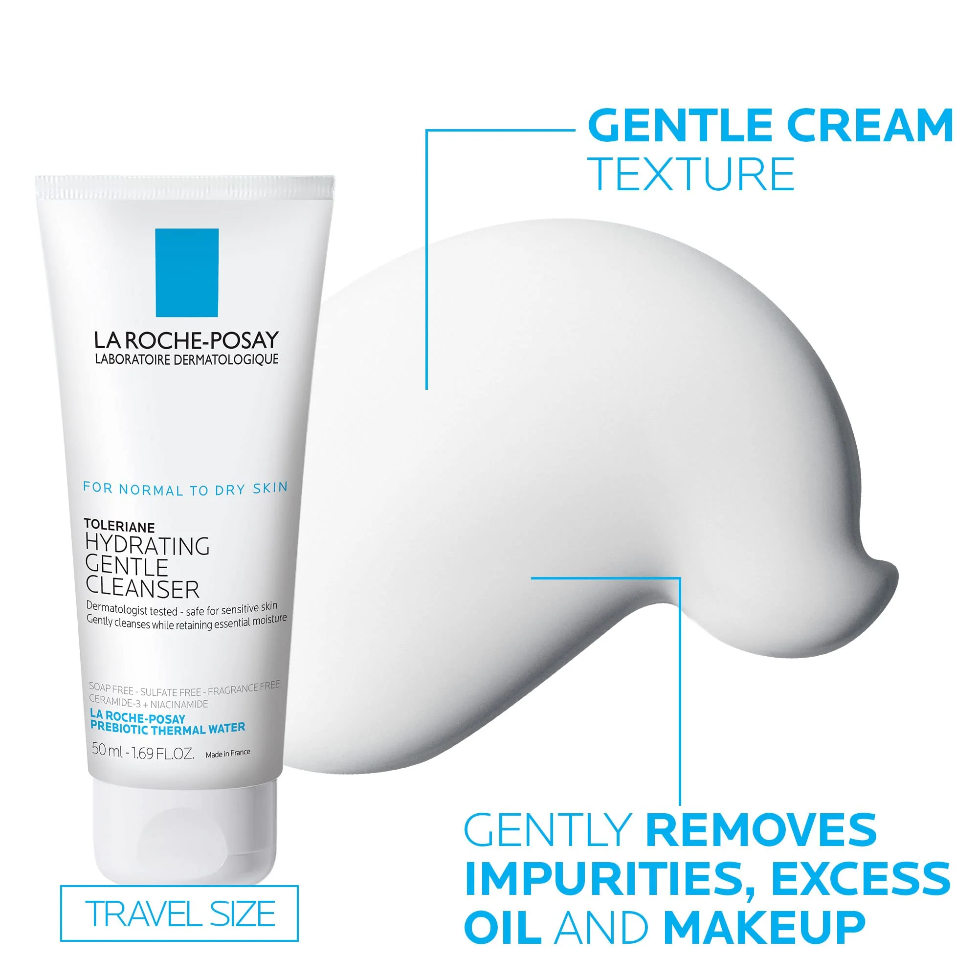 La Roche-Posay Toleraine Skin Care Set, Double Repair Face Moisturizer 100ml & Hydrating Gentle Cleanser 50ml, Oil Free Moisturizer & Face Wash - Image 4