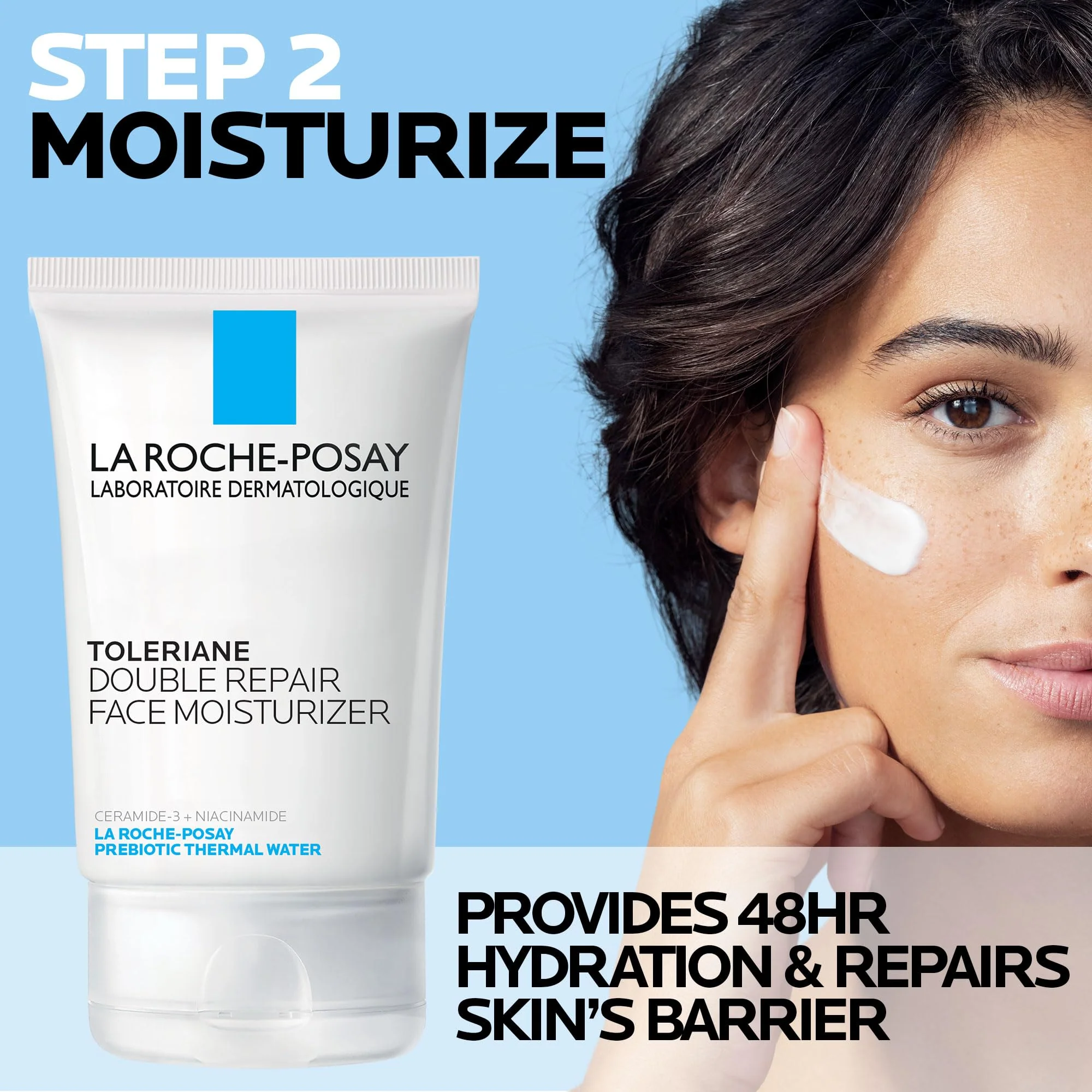 La Roche-Posay Toleraine Skin Care Set, Double Repair Face Moisturizer 100ml & Purifying Foaming Facial Cleanser 50ml, Oil Free Moisturizer & Face Wash For Oily Skin, Formulated with Niacinamide - Image 6
