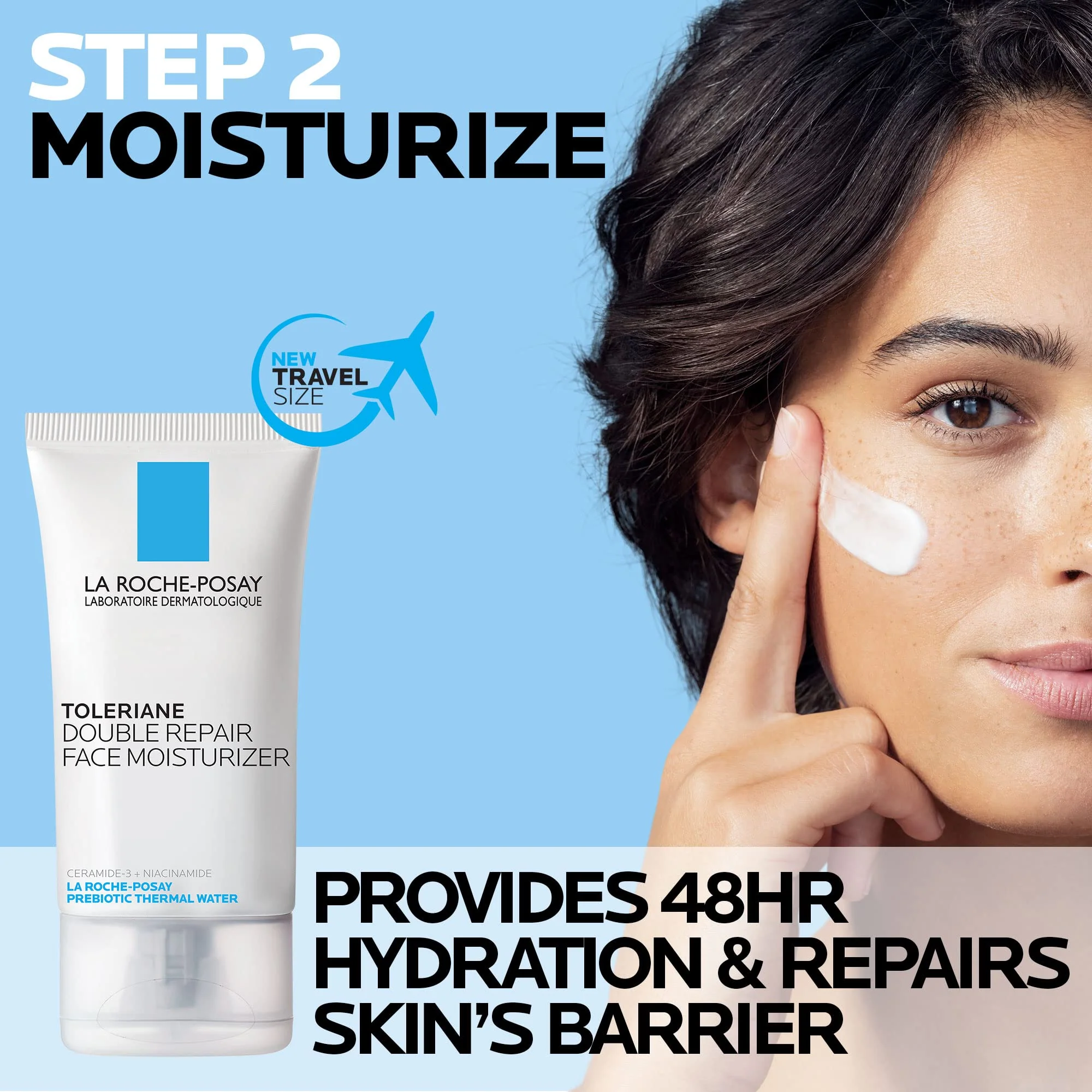 La Roche-Posay Toleraine Skin Care Set, Double Repair Face Moisturizer 40ml & Hydrating Gentle Cleanser 400ml, Oil Free Moisturizer & Face Wash, Formulated with Niacinamide - Image 6