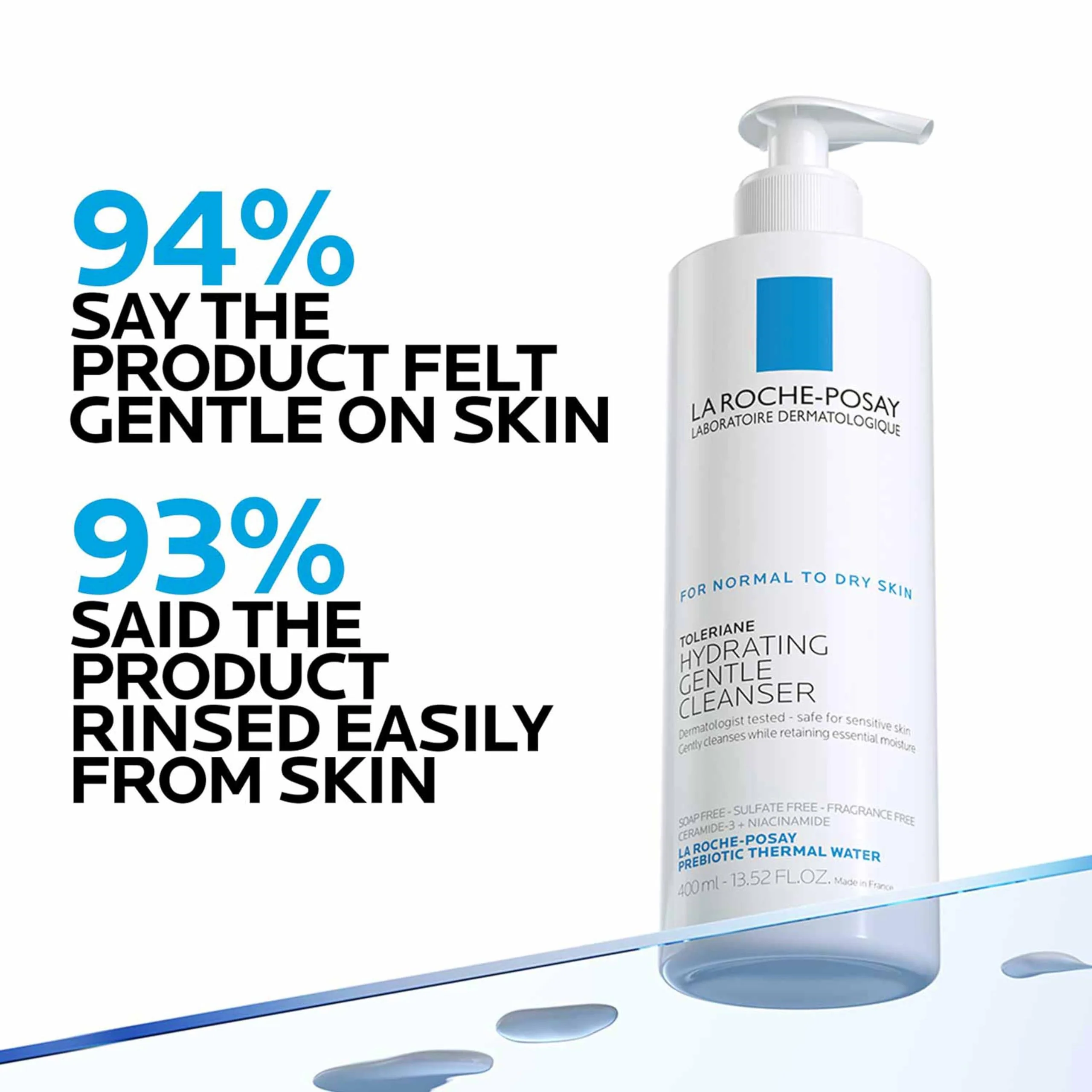 La Roche-Posay Toleriane Hydrating Gentle Facial Cleanser, Daily Face Wash with Ceramide and Niacinamide for Normal to Dry Sensitive Skin, Oil-Free, Fragrance Free - Image 6
