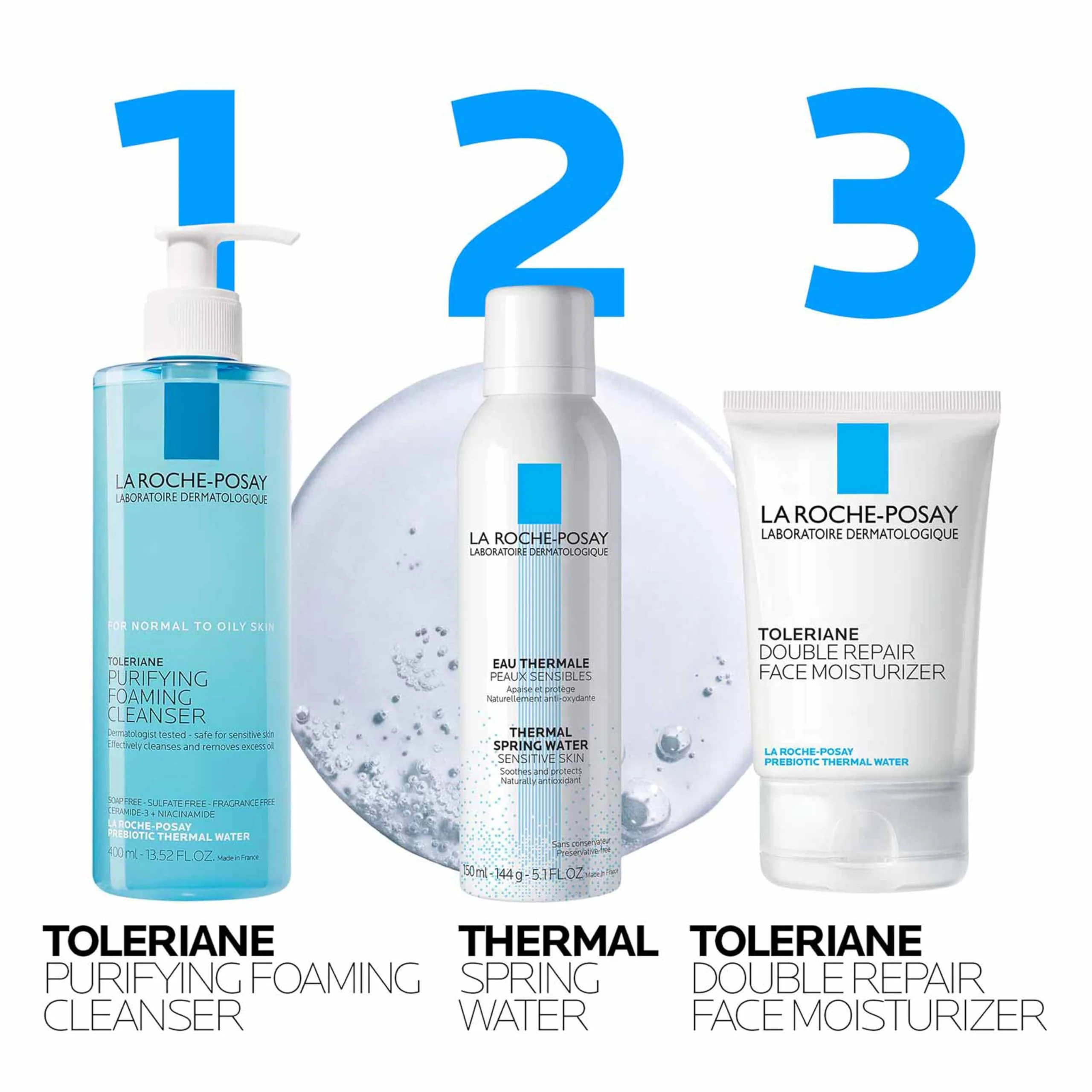 La Roche-Posay Toleriane Purifying Foaming Facial Cleanser, Niacinamide + Ceramides + Prebiotic Thermal Water, Oil Free Face Wash For Oily Skin, Pore Cleanser Safe For Sensitive Skin, Soap Free - Image 4