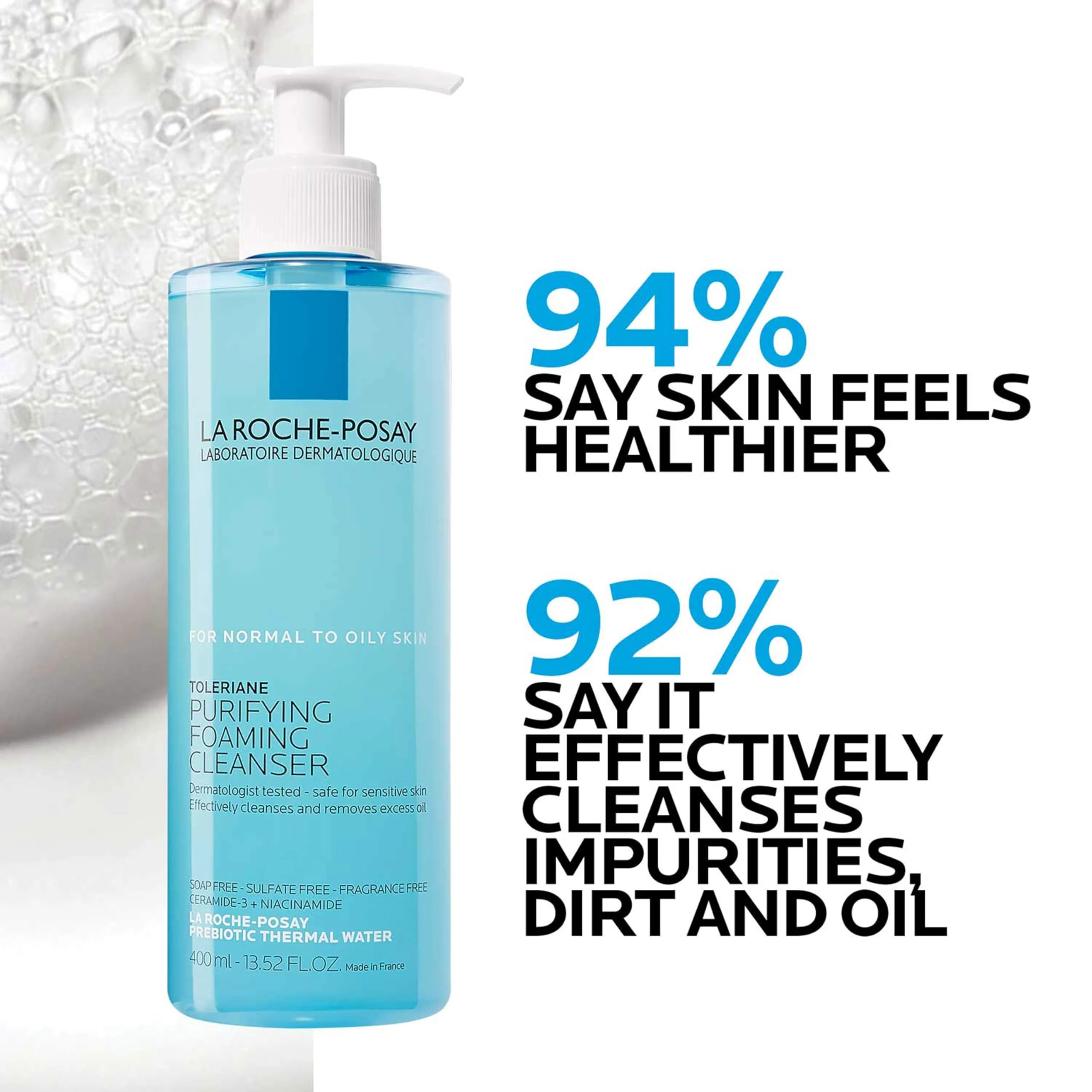 La Roche-Posay Toleriane Purifying Foaming Facial Cleanser, Oil Free Face Wash for Women & Men with Niacinamide + Ceramides, Pore Cleanser Safe For Sensitive Skin, Won’t Dry Out Skin, Soap Free, 200ml - Image 8