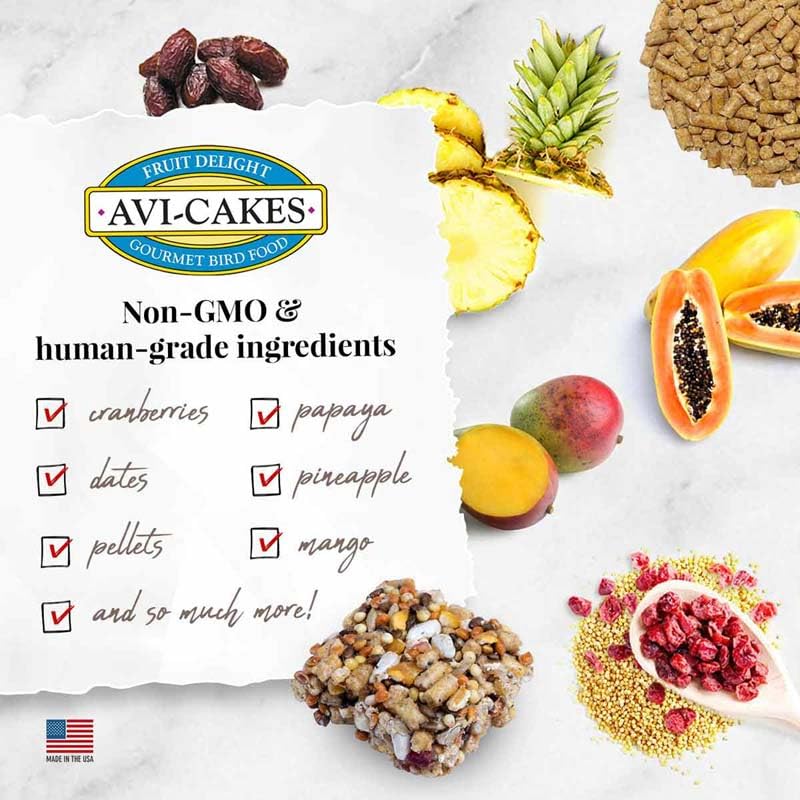 LAFEBER'S Fruit Delight Avi-Cakes Pet Bird Food, Made with Non-GMO and Human-Grade Ingredients, for Parrots (8 oz Pack of 1) - Image 3