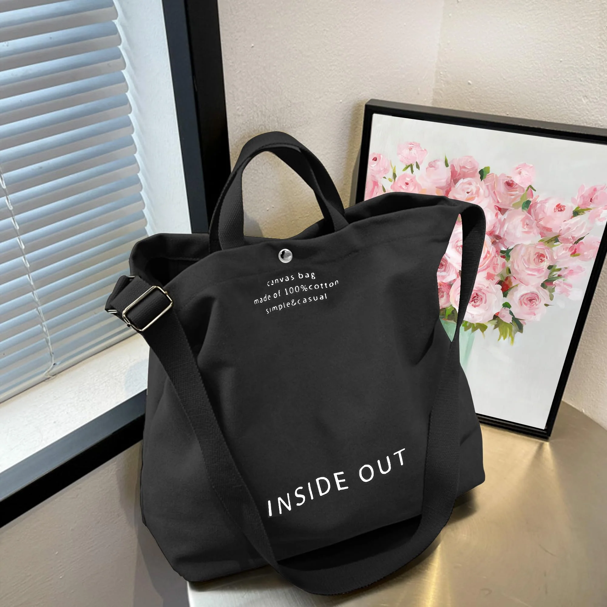 Large Tote Bag for Women, Canvas Bag Women Gift, Fashion Crossbody 16oz Cotton Bag, Large Capacity Shoulder Bag - Image 7