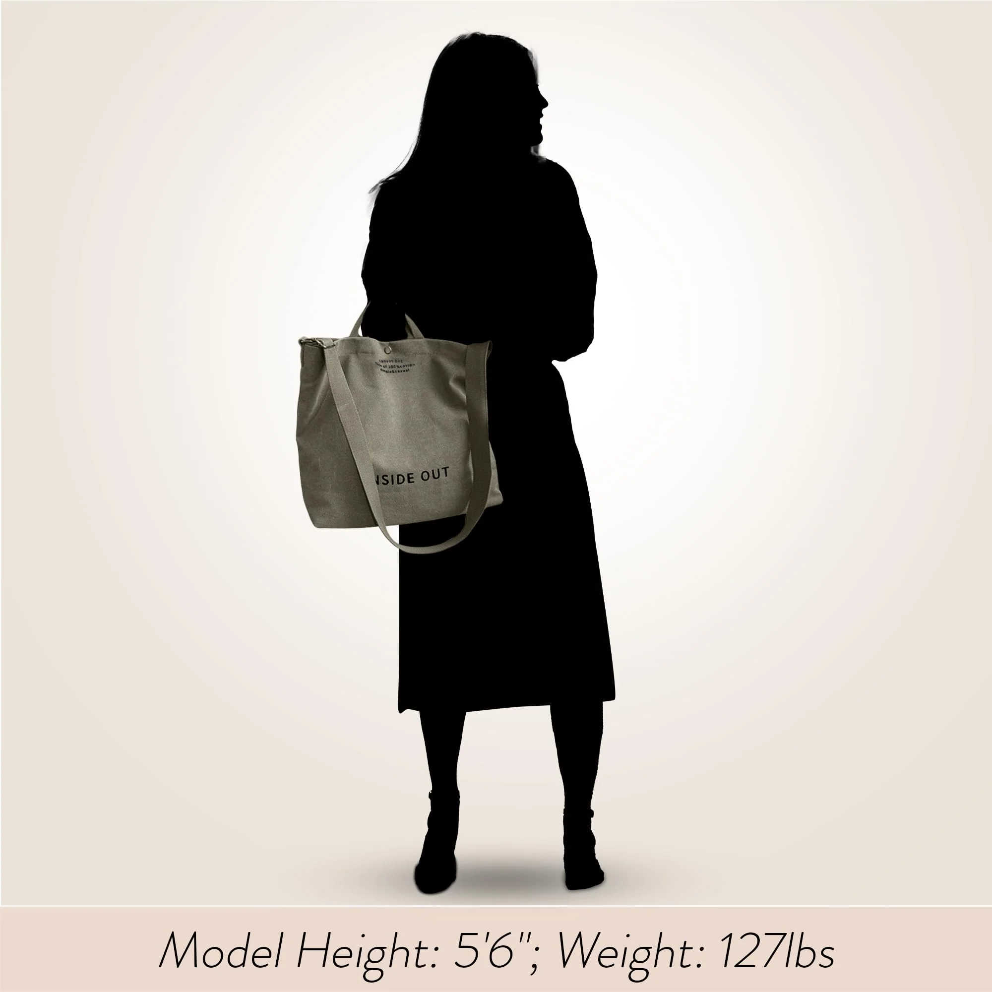 Large Tote Bag for Women, Canvas Gift for Women, Inside Out Bag, Fashion Crossbody 16oz Cotton, Large Capacity Shoulder Tote - Image 2