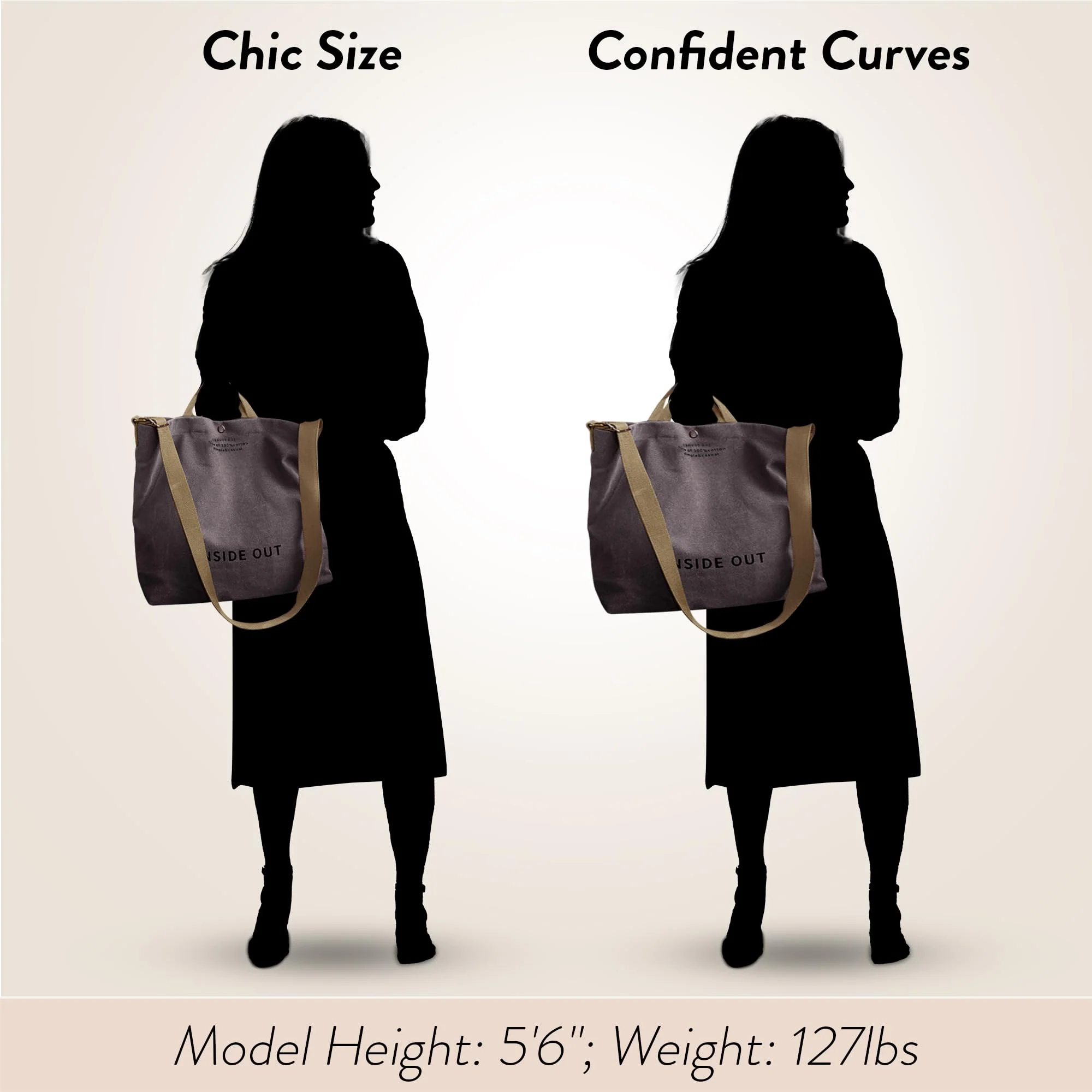 Large Tote Bag for Women, Canvas Gift for Women, Inside Out Bag, Fashion Crossbody 16oz Cotton, Large Capacity Shoulder Tote - Image 2