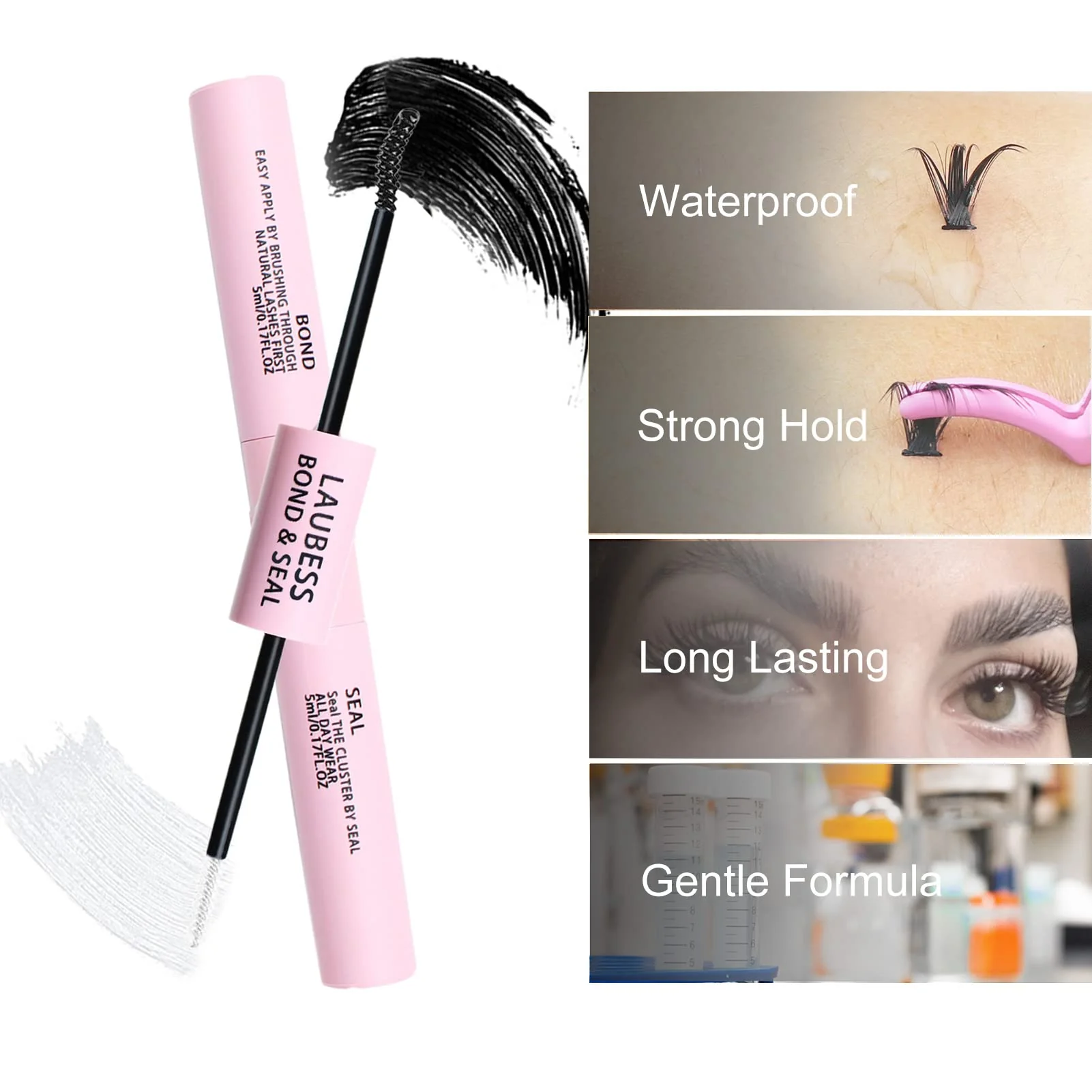 Lash Bond and Seal Mascara for Long Lasting Waterproof Eyelash Extensions - 5ml+5ml - Image 2