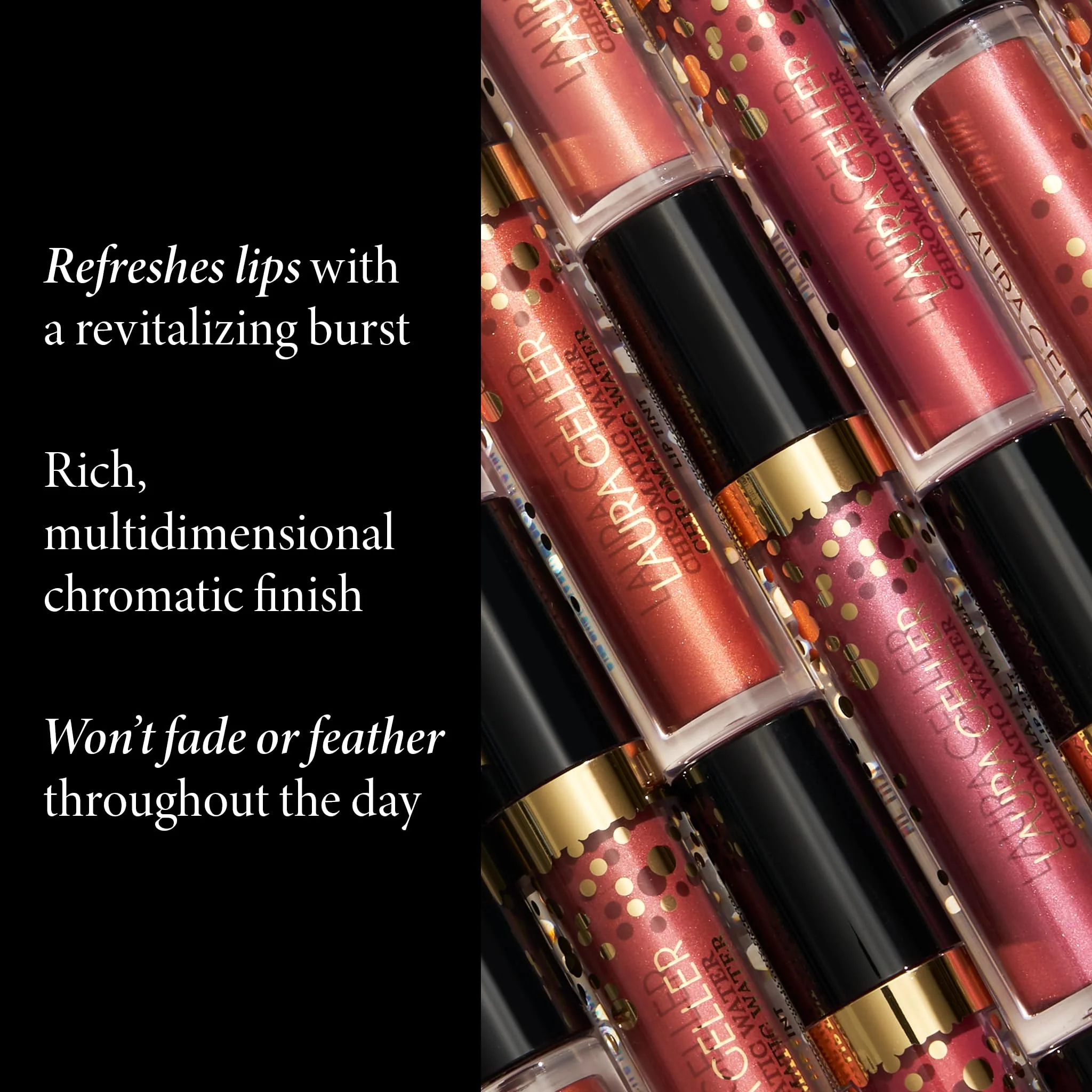 LAURA GELLER NEW YORK Chromatic Water Lip Tint, Holographic Lip Color, Water-Based Formula to Hydrate Dry Lips, Tea Rose - Image 7