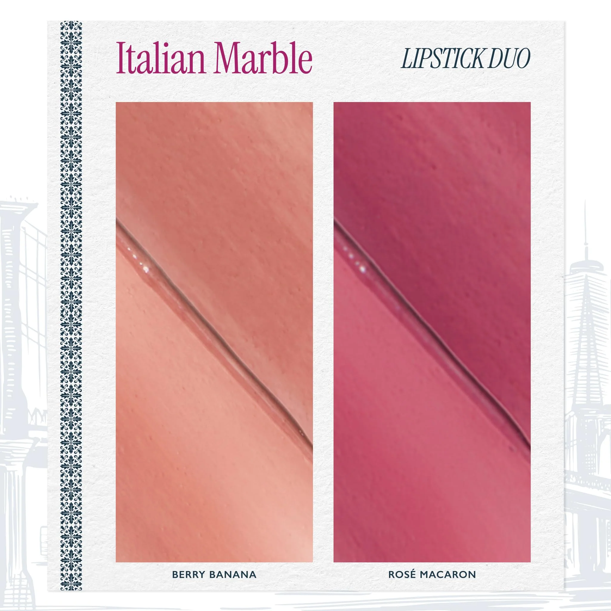 LAURA GELLER NEW YORK Italian Marble Lipstick Duo - Berry Banana & Rose Macaron - Image 3