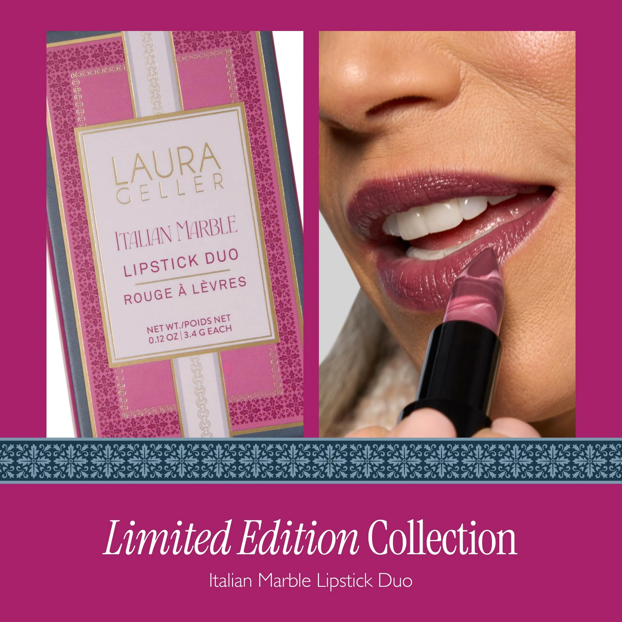 LAURA GELLER NEW YORK Italian Marble Lipstick Duo - Berry Banana & Rose Macaron - Image 9