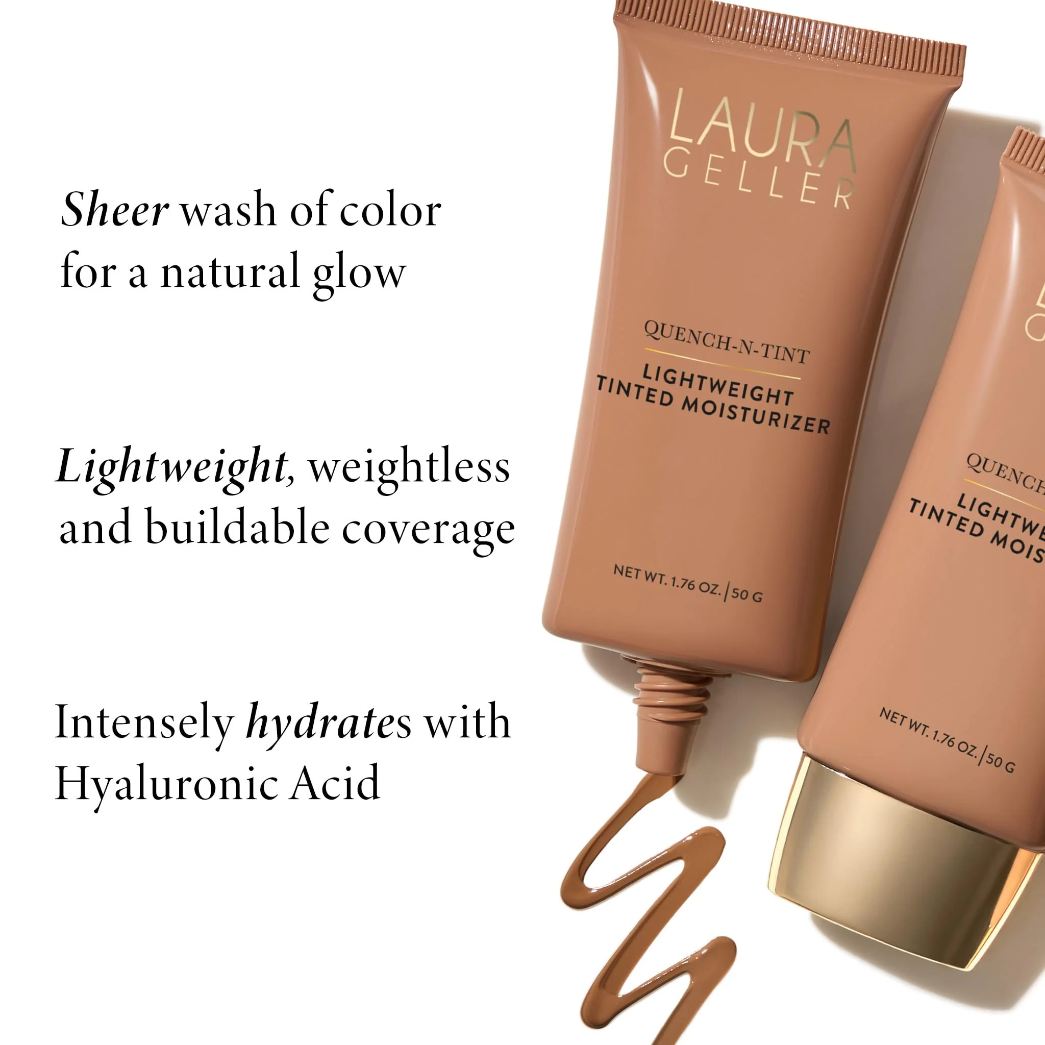 LAURA GELLER NEW YORK Quench-n-Tint Tinted Moisturizer - Sheer to Light Buildable Coverage - Natural Glow Finish - Lightweight Formula with Hyaluronic Acid, 06 Deep - Image 8