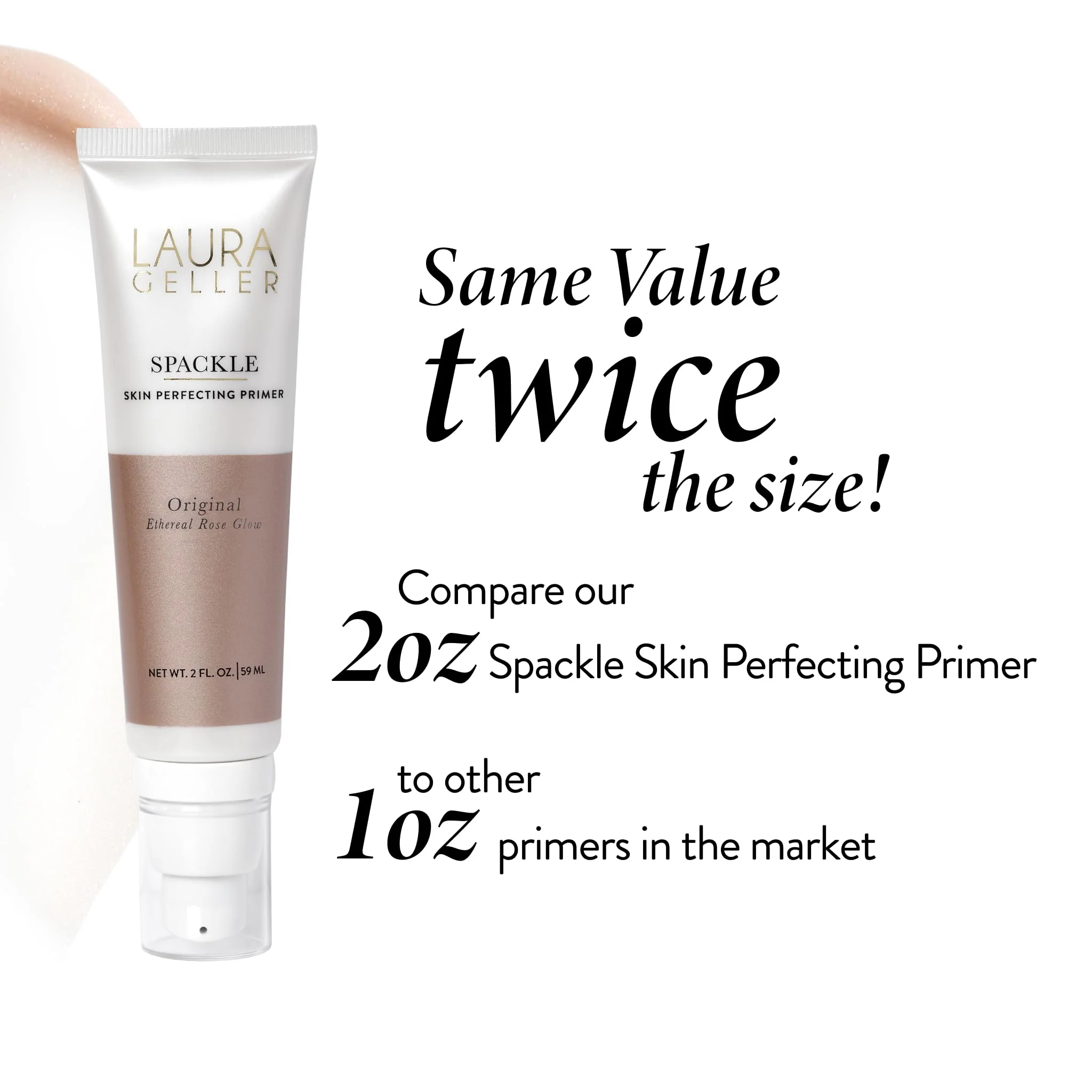 LAURA GELLER NEW YORK Spackle Primer - Ethereal Rose Glow - Super-Size 2 Fl Oz - Hyaluronic Acid Makeup Primer for Mature Skin - Image 4