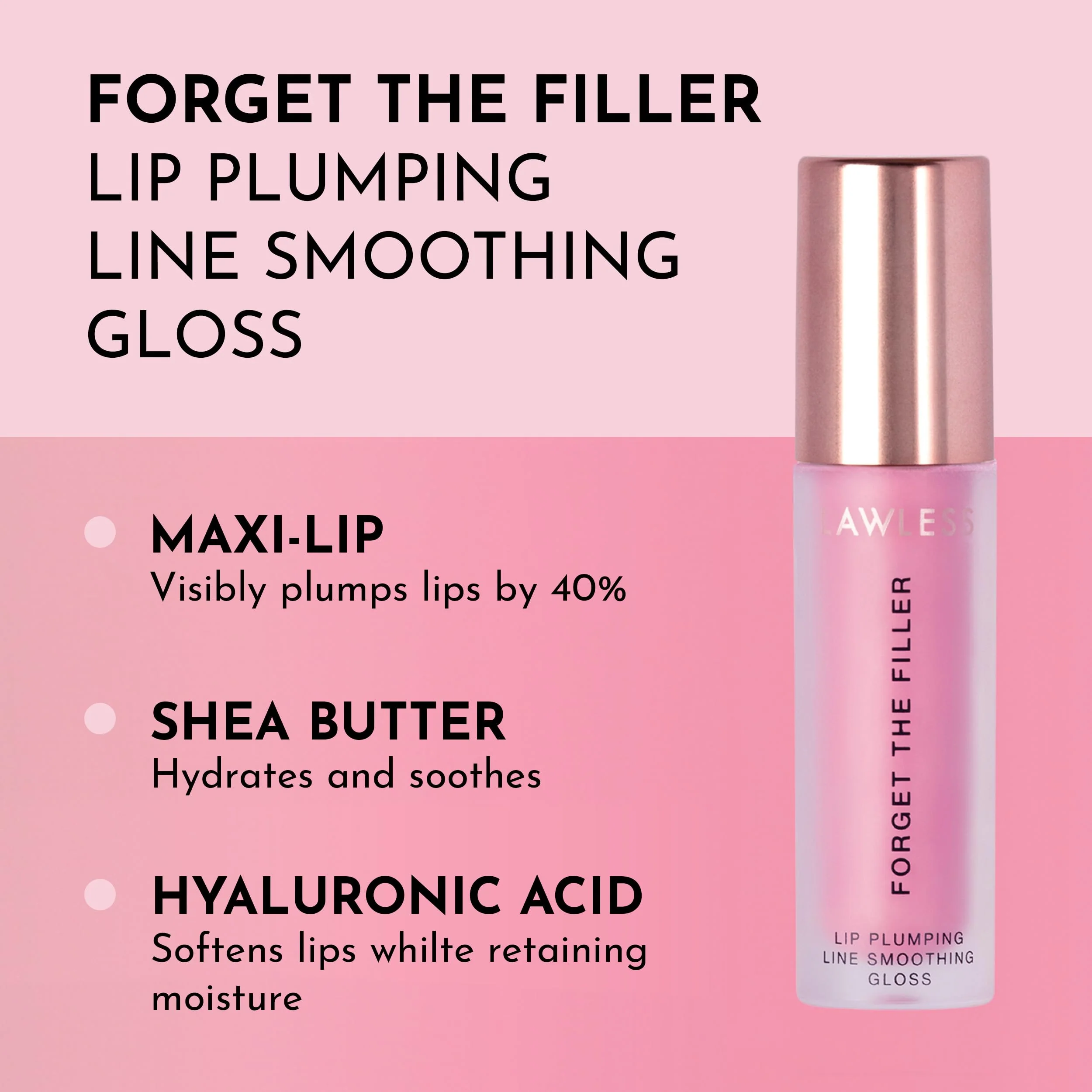 Lawless Forget the Filler Lip Plumping Line Smoothing Gloss - Daisy Girl - Premium Volumizing Lip Gloss with Natural Ingredients Designed to Plump, Firm, and Hydrate Lips 0.11 oz - Image 7
