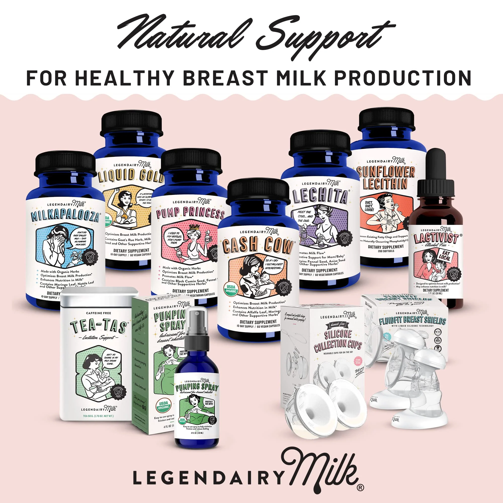 Legendairy Milk Cash Cow Lactation Supplement, Moringa, Alfalfa, and Goat's Rue Breastfeeding Supplement for Milk Supply Increase, Fenugreek-Free, Certified Organic, Vegan, Non-GMO, 60 Capsules - Image 2