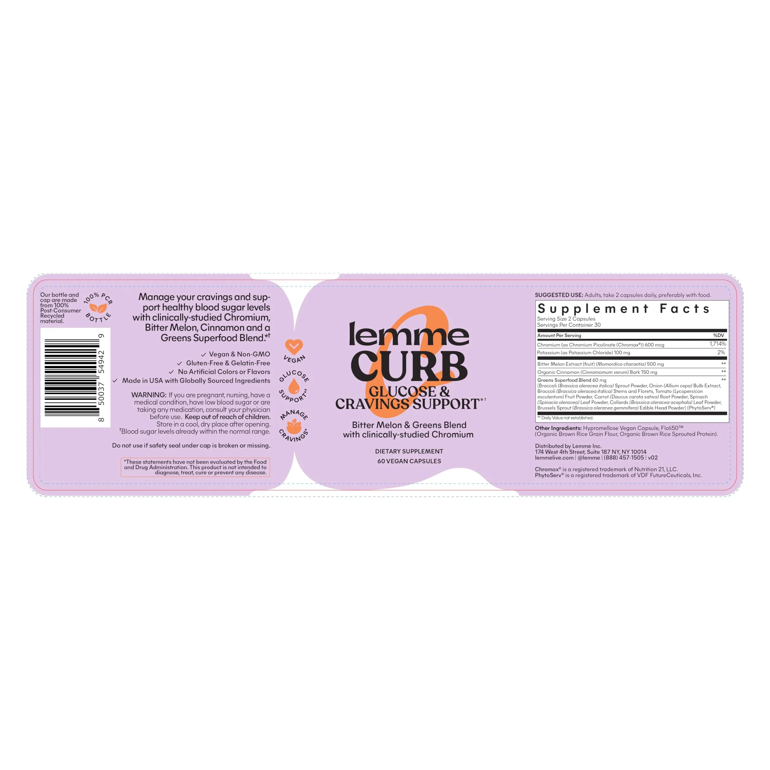 Lemme Curb Cravings, Improve Carb Metabolism, Support Weight Management w/Clinically Studied Chromium Picolinate, Bitter Melon, Ceylon Cinnamon & Greens Blend I Drug-Free (30-Day Supply) - Image 3