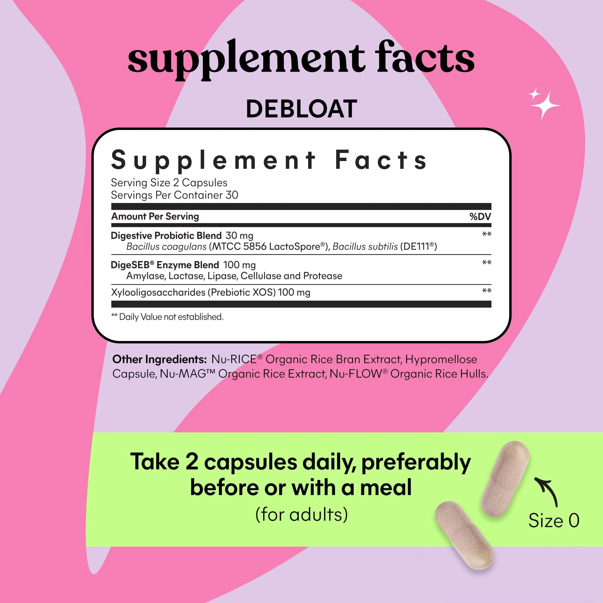 Lemme Debloat 3-in-1 Prebiotic, Probiotic & Digestive Enzyme Capsules for Bloating & Gas Relief - 2 Clinically Studied Probiotics w/5 Digestive Enzymes to Improve Digestion, Women & Men, (60 Count) - Image 3