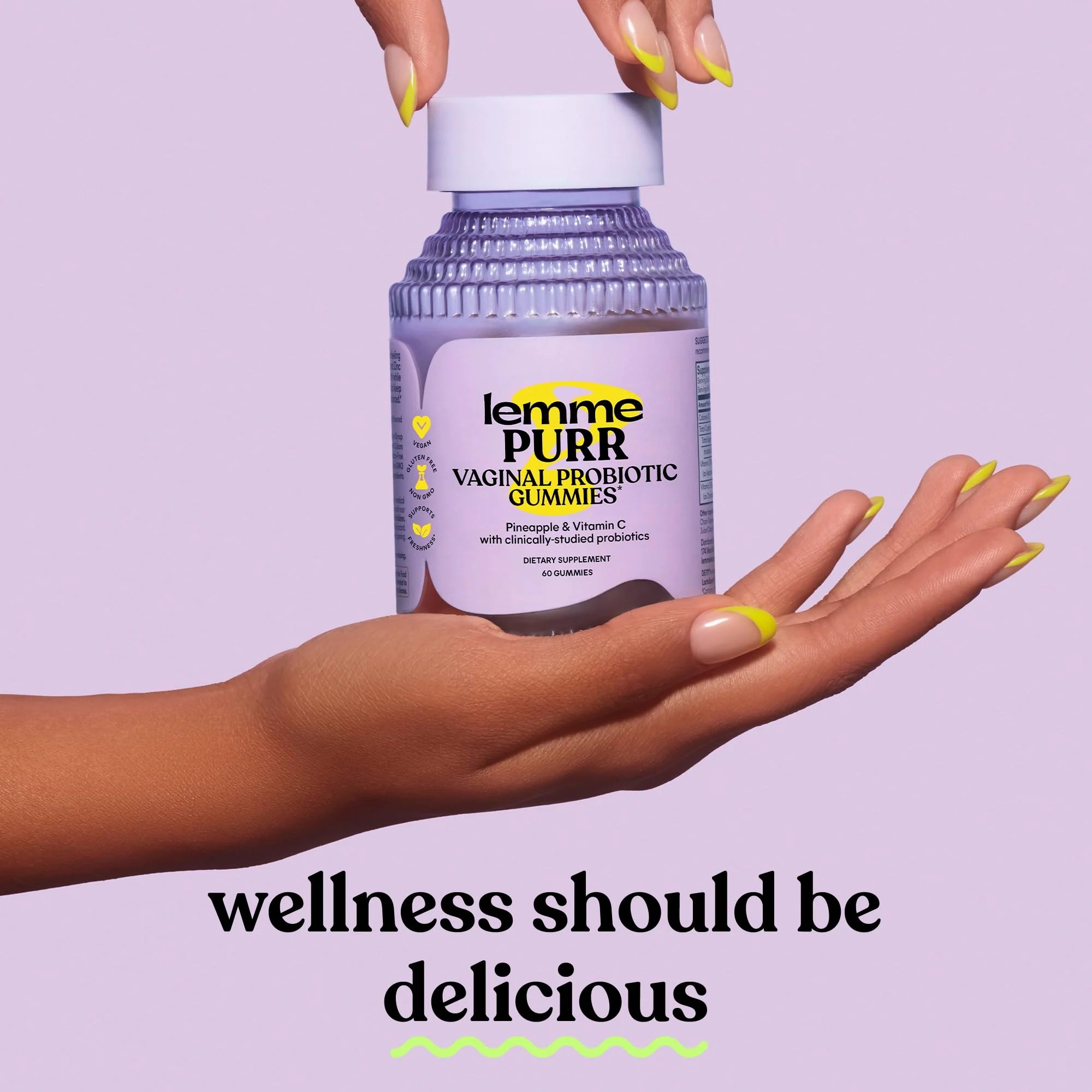 Lemme Purr Vaginal Probiotic Gummies for Women - Balanced pH, Healthy Odor, Yeast Balance & Flora Support + Vitamin C for Immune Health - Tasty Pineapple (60 Count) - Image 2