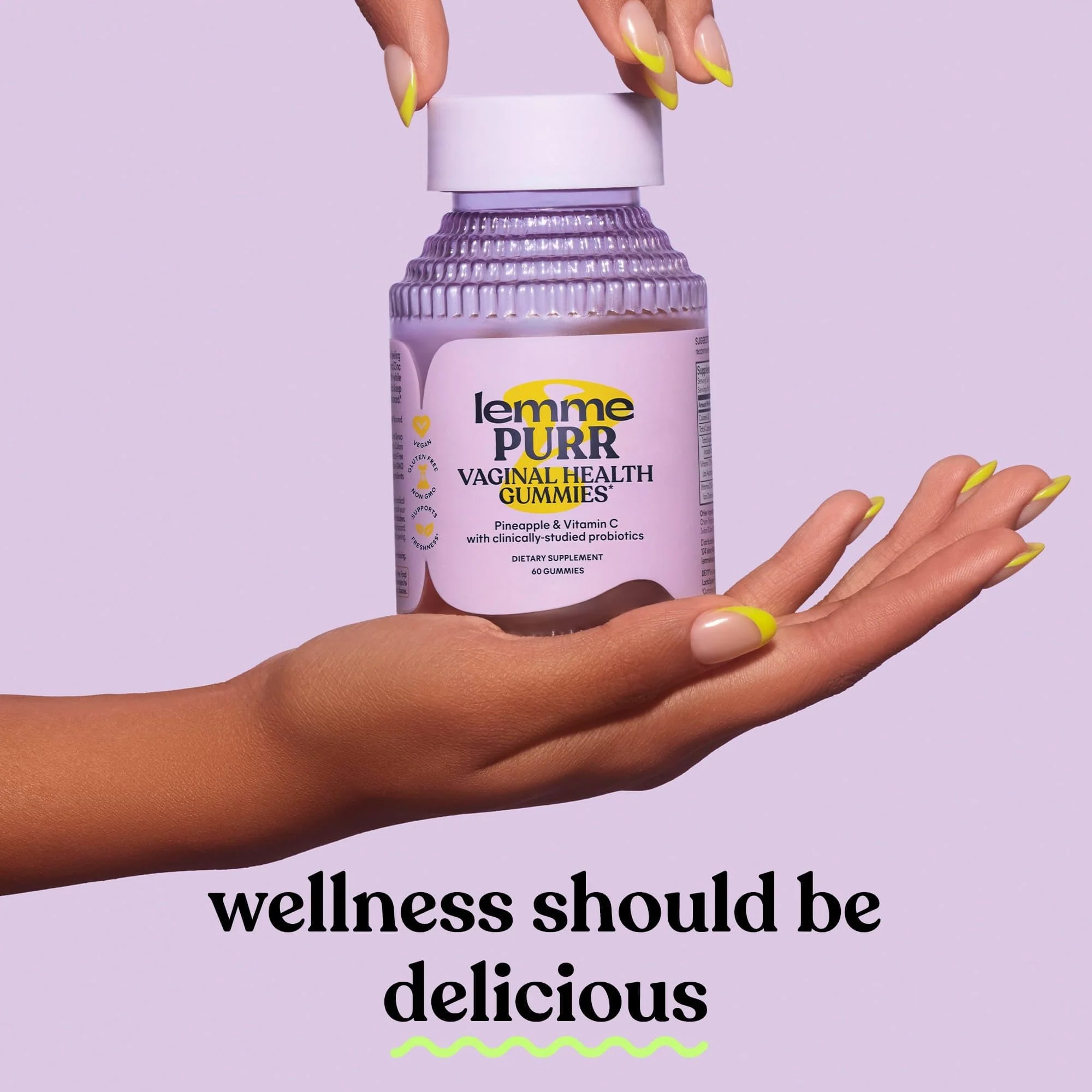 Lemme Purr Vaginal Probiotic Gummies for Women - Balanced pH, Healthy Odor, Yeast Balance & Flora Support + Vitamin C for Immune Health - Tasty Pineapple (60 Count) (Pack of 2) - Image 2