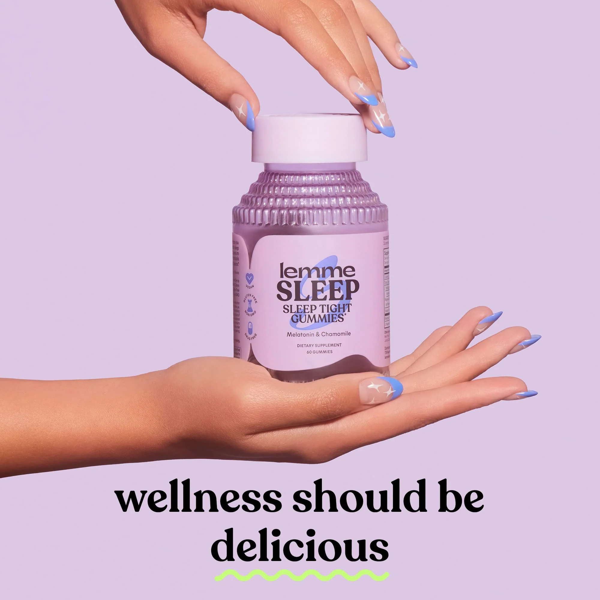 Lemme Sleep Gummies with 5mg Melatonin, Elderberry, Magnesium, L-Theanine, Chamomile and Lavender, Drug-Free Nighttime Sleep Aid, Gluten Free, Gelatin Free, Non GMO, Berry Flavored (60 Count) - Image 3