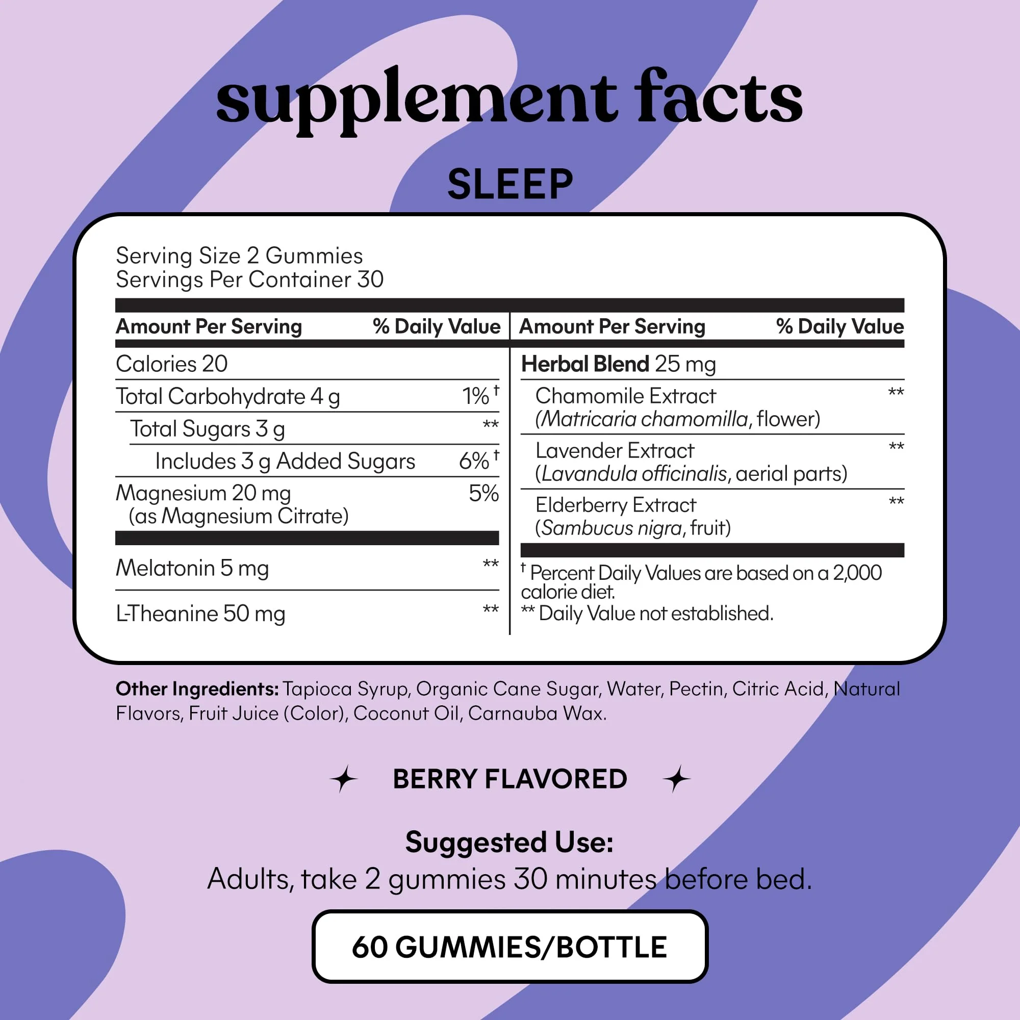 Lemme Sleep Gummies with 5mg Melatonin, Elderberry, Magnesium, L-Theanine, Chamomile and Lavender, Drug-Free Nighttime Sleep Aid, Gluten Free, Gelatin Free, Non GMO, Berry Flavored (60 Count) - Image 6