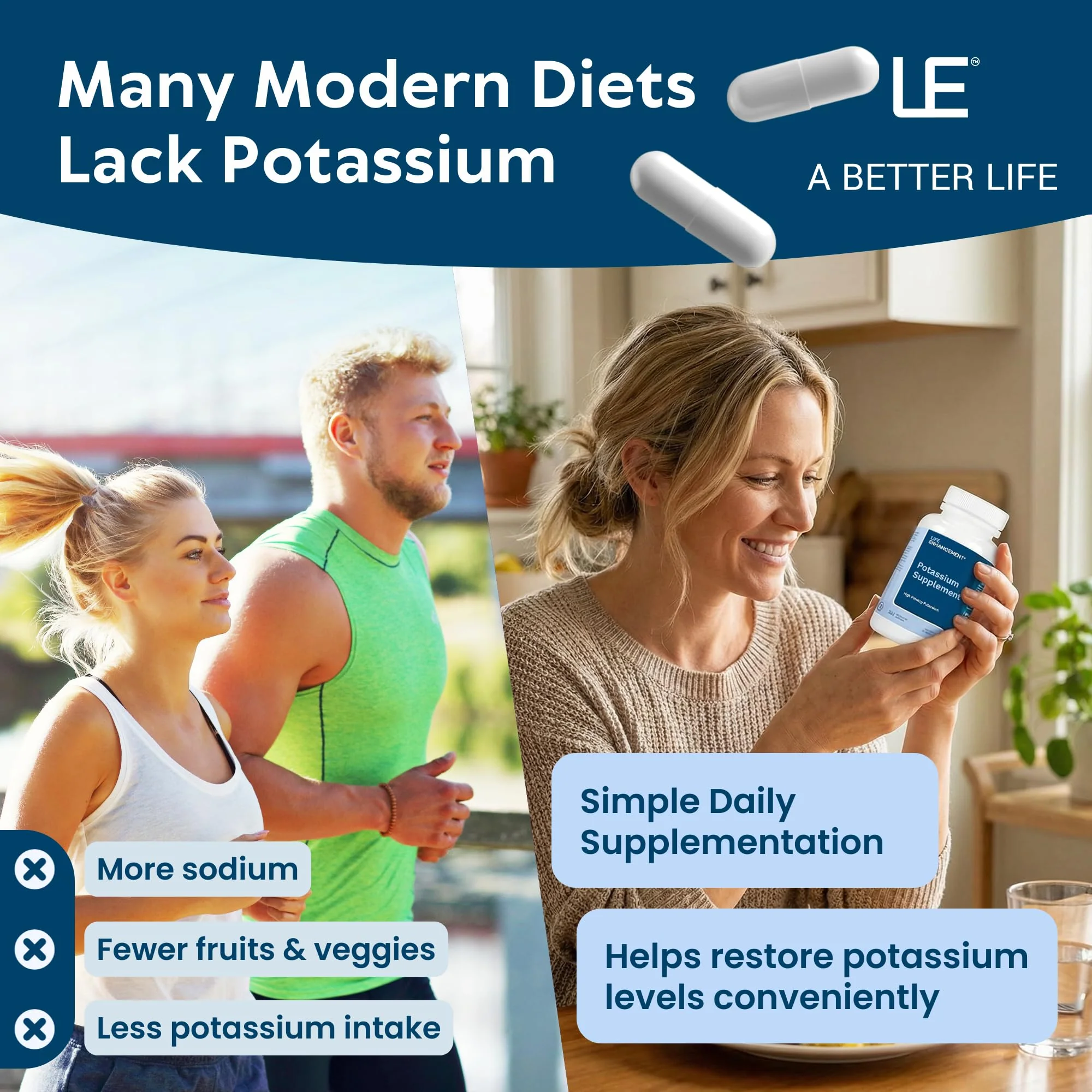 Life Enhancement High Potency 1020 mg Potassium Supplement for Muscle, Brain & Bone Health - No Additives High Absorption Elemental Potassium Supplement, Made in USA (240 Capsules – 120 Servings) - Image 7