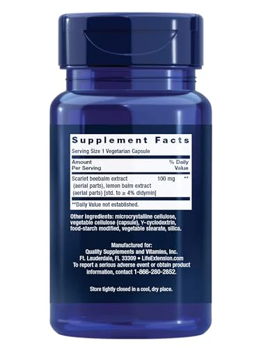 Life Extension® Biological Aging Defense, Healthy Aging Support, DNA methylation, telomere Supplement, Scarlet beebalm, Gluten-Free, Non-GMO, Vegetarian, 30 Capsules - Image 10