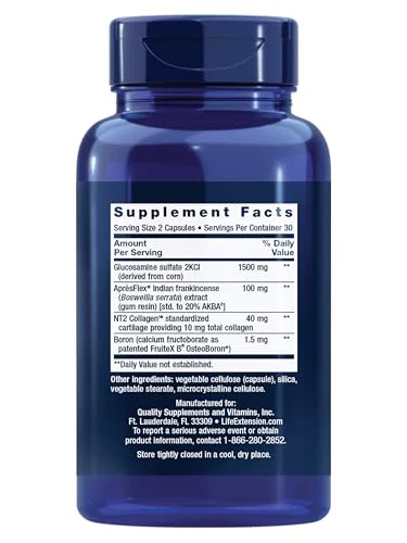 Life Extension ArthroMax® Advanced NT2 Collagen™ & AprèsFlex®, glucosamine sulfate, Boswellia (Indian Frankincense), Joint Health, Mobility, Gluten-Free, Non-GMO, 60 Capsules - Image 10