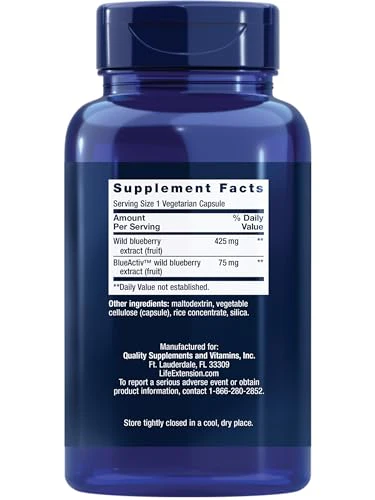 Life Extension Blueberry Extract Capsules, supports cognitive & memory health, helps maintain already-healthy cholesterol levels, fights oxidative stress, gluten-free, non-GMO, vegetarian, 60 capsules - Image 10