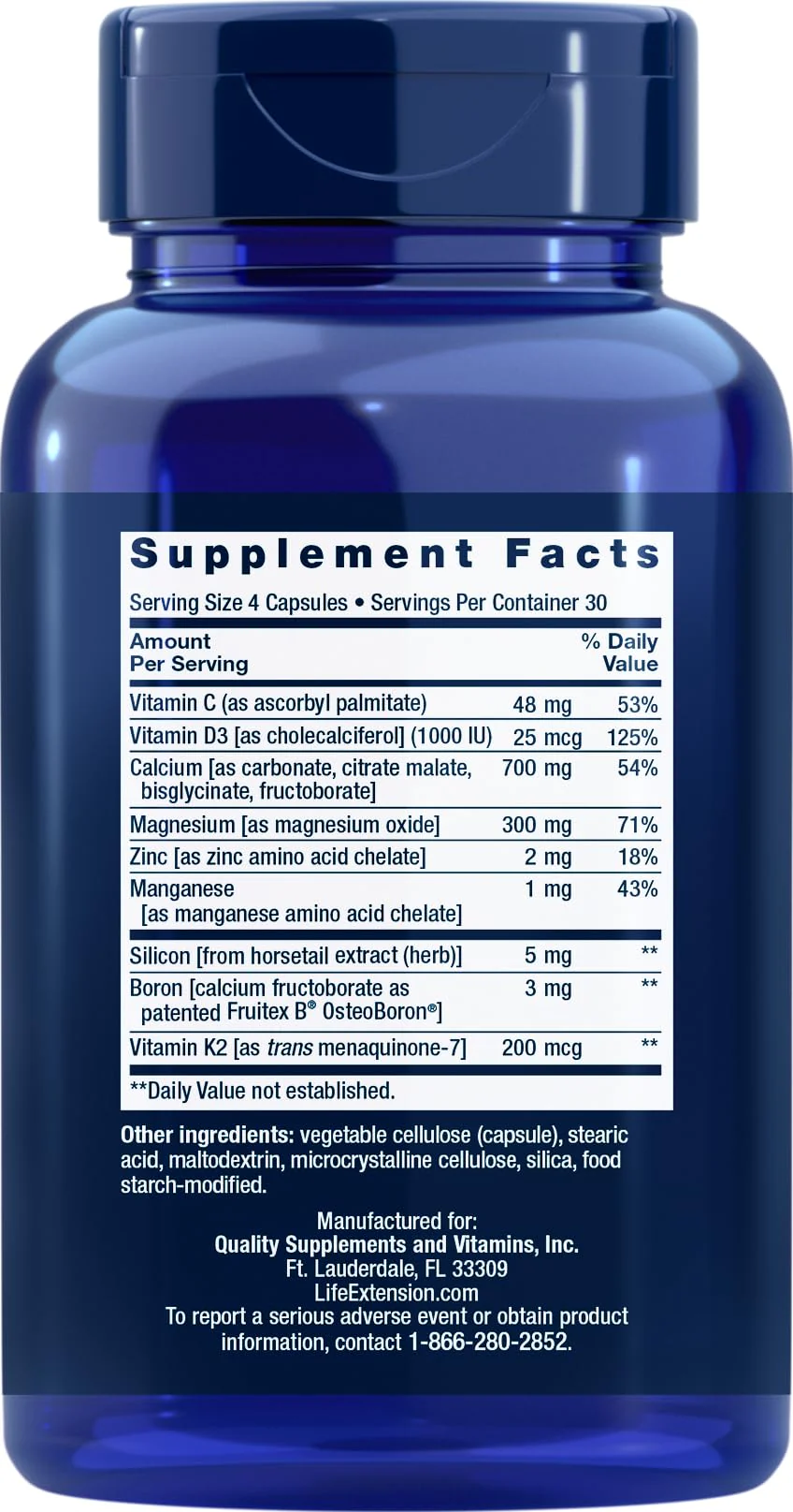Life Extension Bone Restore Calcium Supplement with Vitamin K2, 120 Capsules (Pack of 2) - Image 2