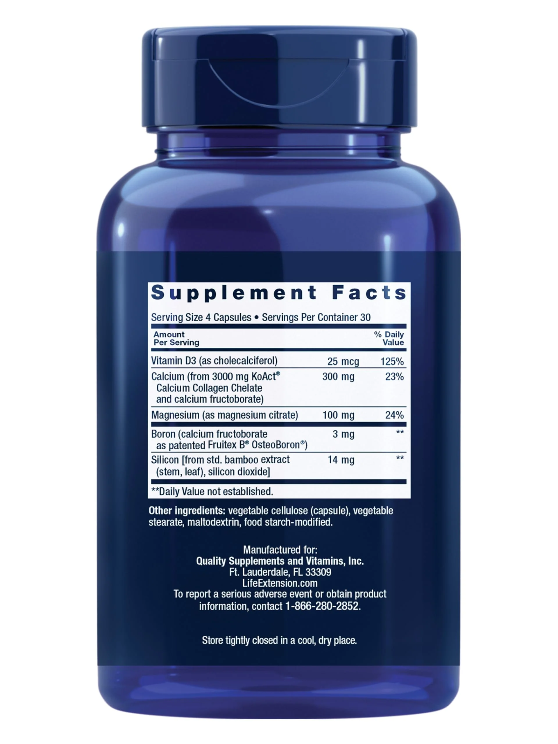 Life Extension Bone Strength Collagen Formula, Calcium Collagen chelate, Calcium fructoborate, Vitamin D3, Magnesium Citrate, Silicon, Boron, Gluten-Free, Non-GMO, 120 Capsules - Image 9