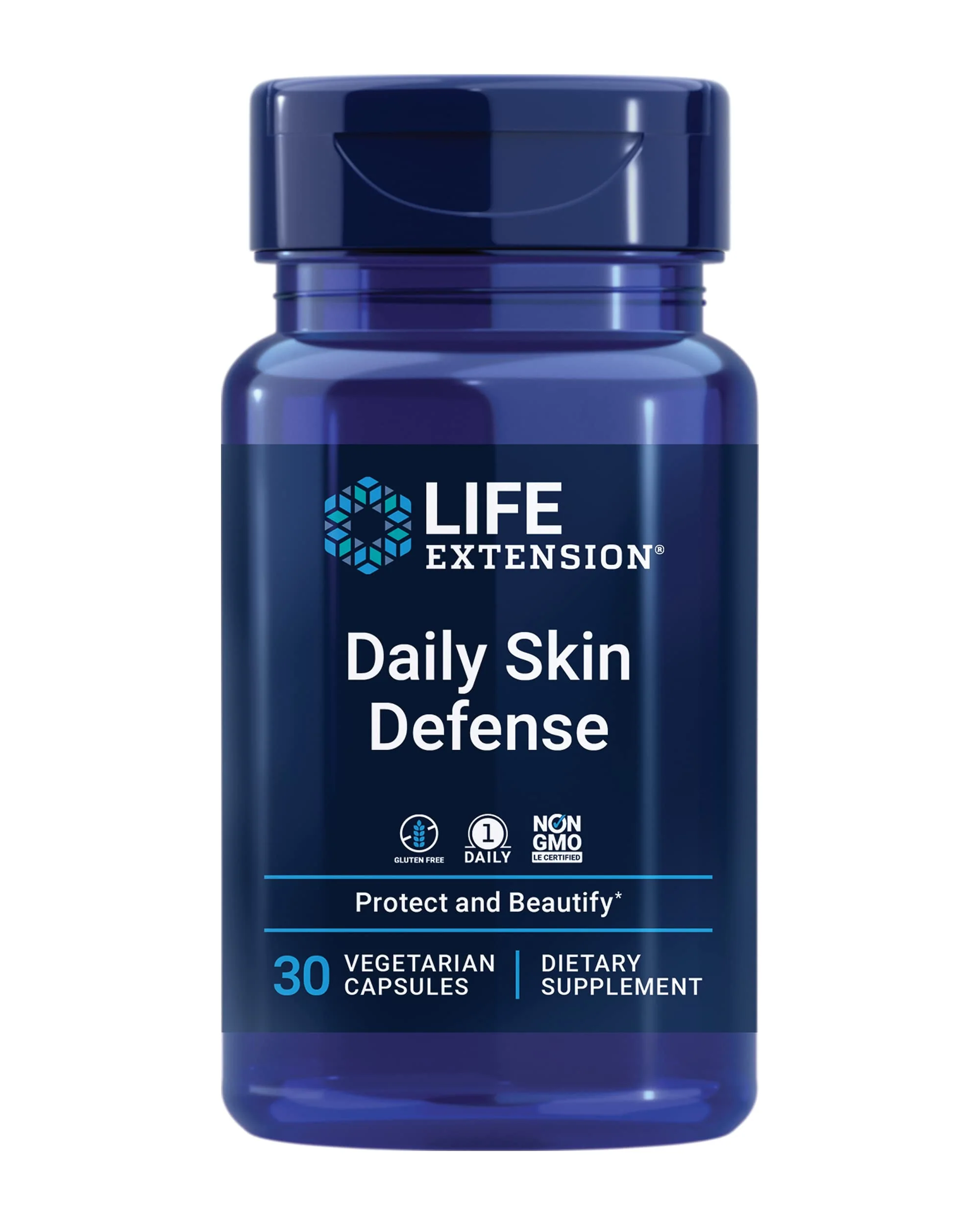 Life Extension Daily Skin Defense, Vitamin C, ceramides, Rosemary, Lemon Verbena, Helps Fight oxidative Stress & The Appearance of Wrinkles, Gluten-Free, Once-Daily, Non-GMO, Vegetarian, 30 Capsules