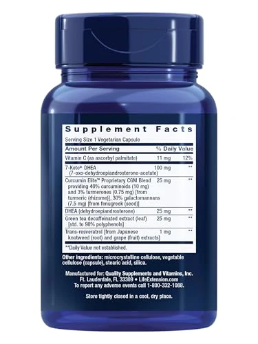 Life Extension DHEA and 7-Keto DHEA Complete Vegetarian Capsules to Maximize Support of a Healthy Body Weight & Mood, Lean Muscle Mass, Libido & More, Non-GMO, Gluten-Free, 60 Count - Image 12