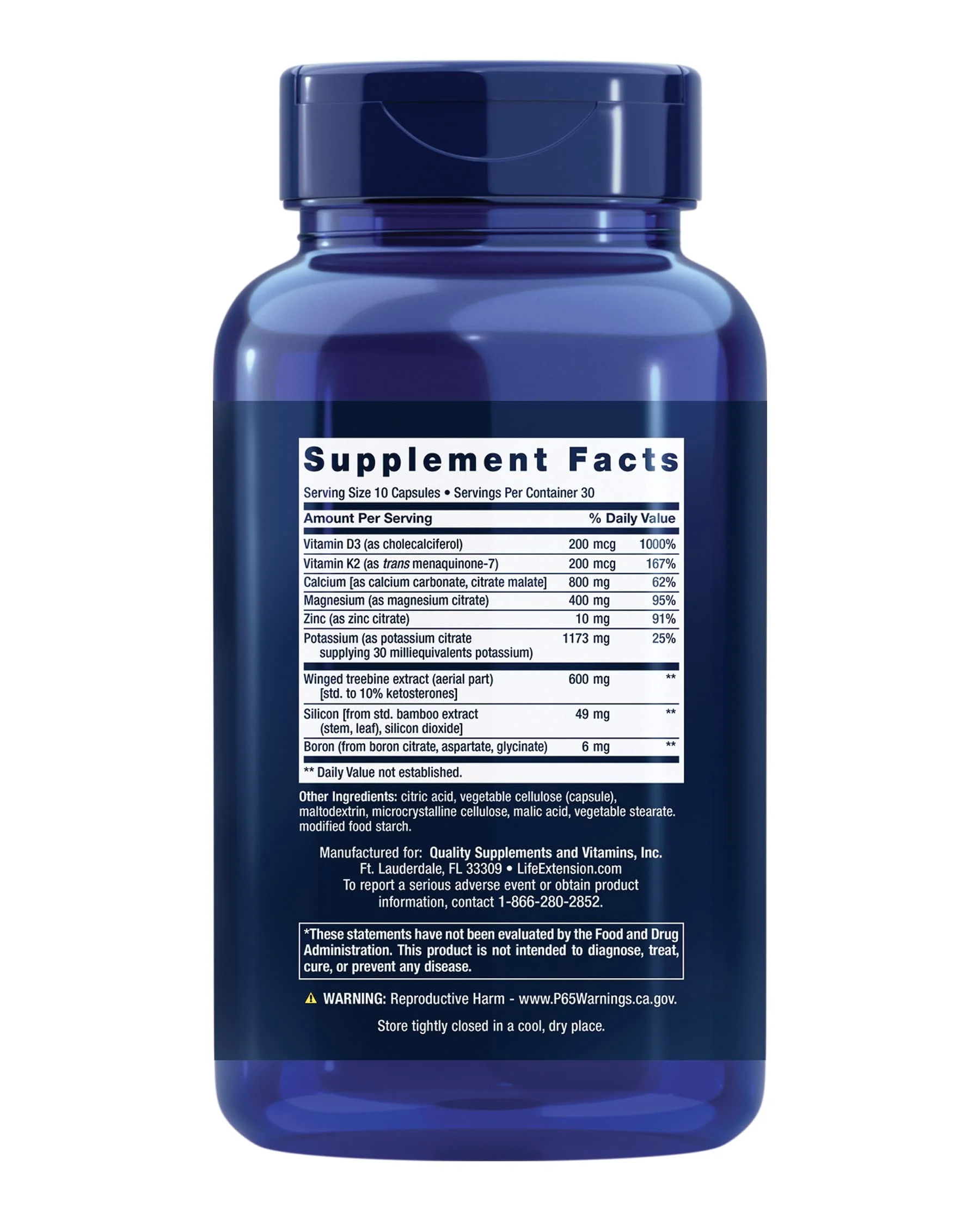 Life Extension Dr. Strum's Intensive Bone Formula, Cissus quadrangularis, Calcium, Vitamin D3, K2, Magnesium, zinc, Potassium, Boron, Bone Health Support Formula, Gluten Free, Non-GMO, 300 Capsules - Image 9