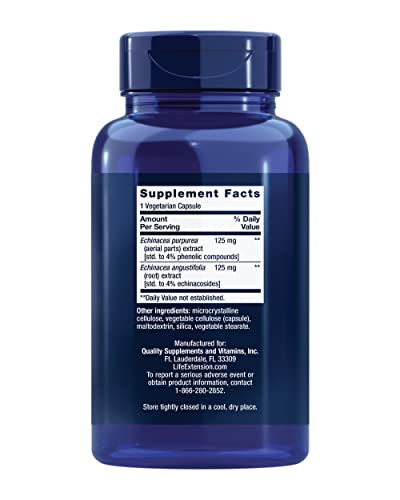 Life Extension Echinacea Elite, E. purpurea, E. angustifolia, Whole-Plant Extract, Immune Support, Dual-extracts, standardized Formula, Gluten Free, Non-GMO, Vegetarian, 60 Capsules - Image 10