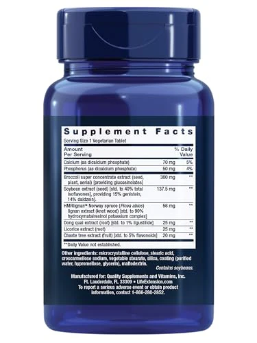 Life Extension Estrogen for Women, Helps Relieve hot Flashes and Night Sweats, Soy isoflavones, Norway Spruce Extract, chasteberry, Hormone-Free, Gluten Free, Non-GMO, Vegetarian, 30 Tablet - Image 8