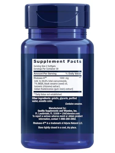 Life Extension Fast Acting Relief, Black Sesame Seeds, Turmeric, Boswellia, Joint Support Supplement, Quick Relief for discomfort in Bones, Joints & Muscles, Gluten-Free, Non-GMO, 60 softgels - Image 10