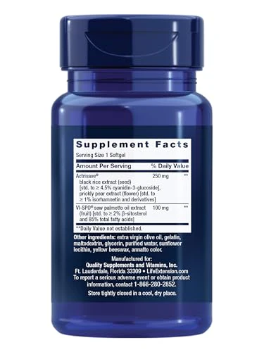 Life Extension Hair Growth for Men, ActriSave® Prickly pear and Black Rice, VI-SPO® Saw Palmetto, Supports Hair Growth, Fullness and Density, Non-GMO, 1-Daily, Gluten-Free, 30 softgels - Image 11