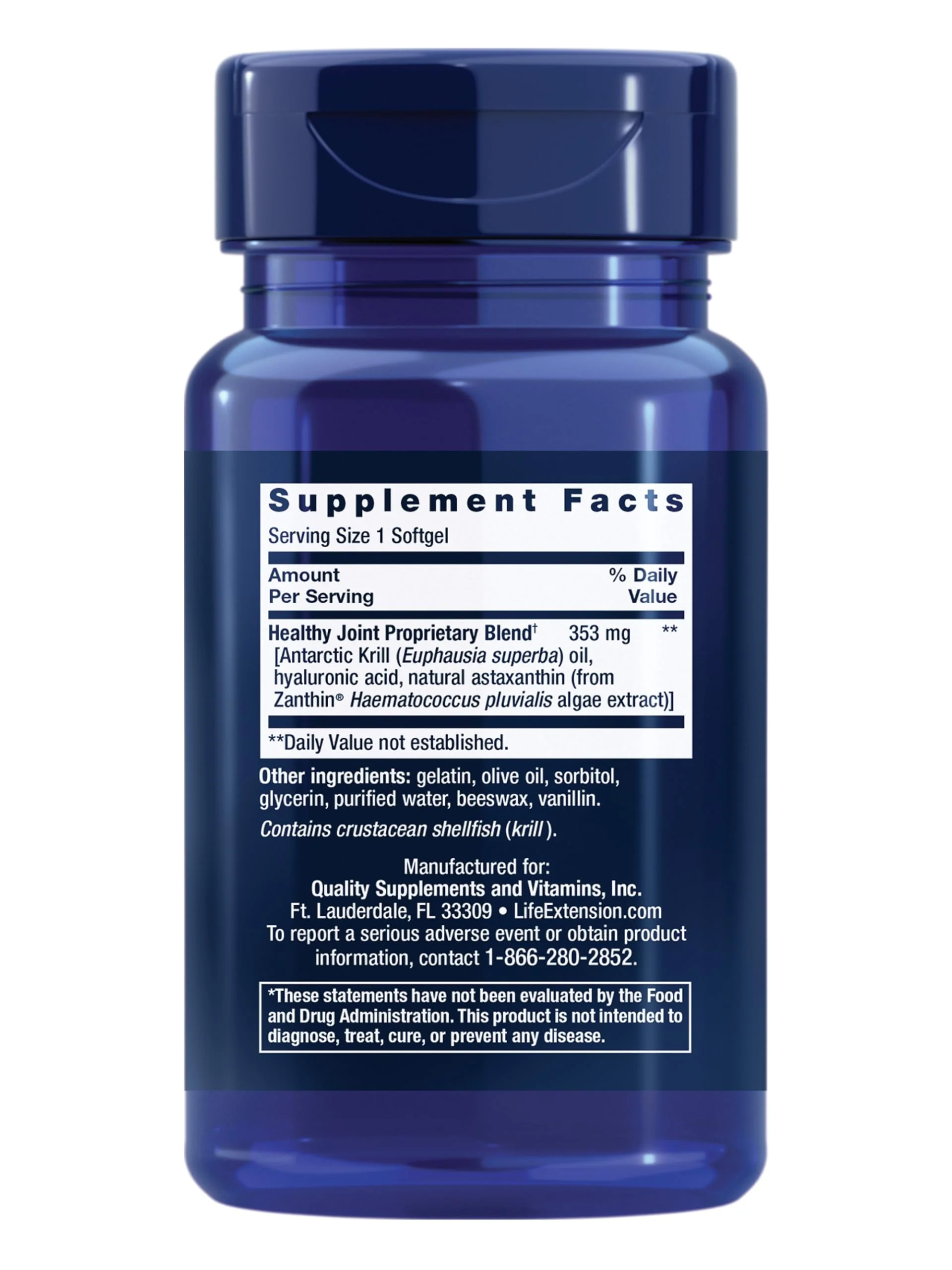 Life Extension Krill Healthy Joint Formula, Krill Oil, hyaluronic Acid, The carotenoid astaxanthin for Healthy Joints, Healthy Body, Gluten-Free, Non-GMO, 30 softgels - Image 9