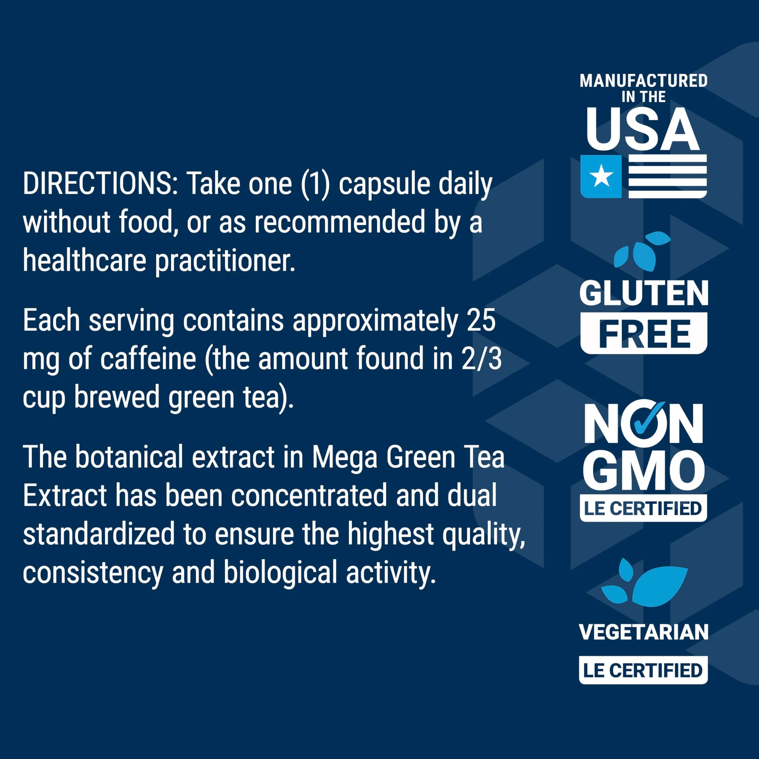 Life Extension Lightly Caffeinated Mega Green Tea Extract, Camellia sinensis Extract with Concentrated EGCG polyphenol Content, Gluten-Free, Non-GMO, Vegetarian, 100 Capsules - Image 4