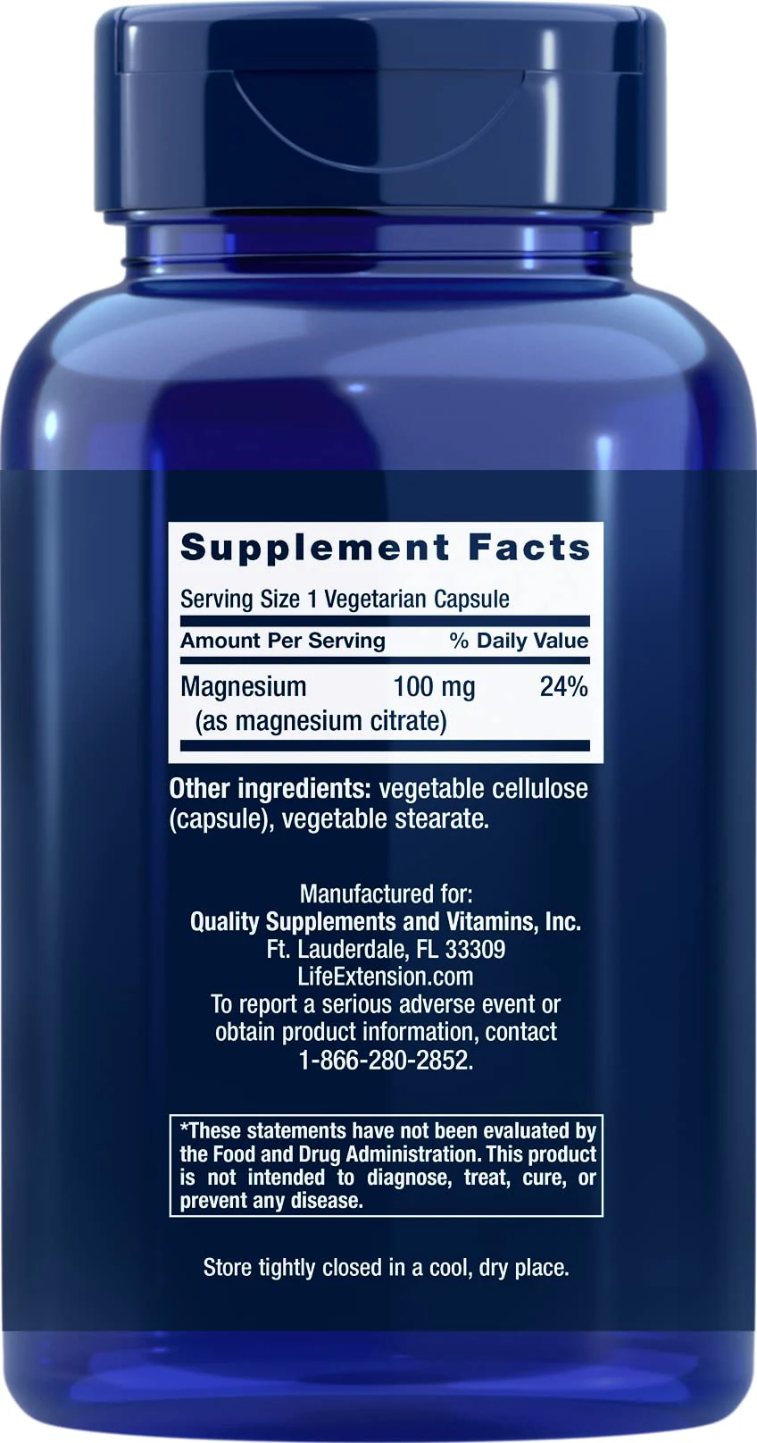 Life Extension Magnesium Citrate 100mg, 180 Veg Caps - Natural Mag Supplement - 100 mg Mineral Support Capsules - Vegetarian, Non-GMO - Image 5