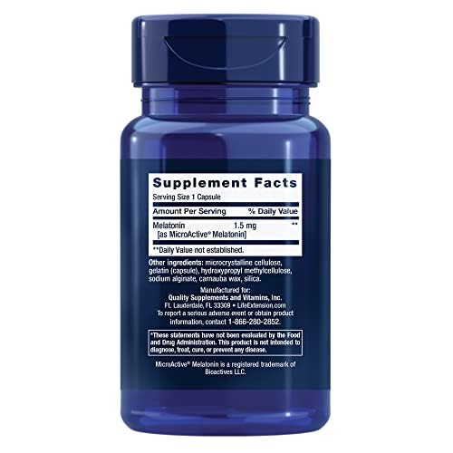 Life Extension Melatonin IR/XR, 1.5 mg, immediate- and Extended-Release Formula for Optimal Sleep Support, Healthy circadian Rhythms, Cellular Defense, Gluten-Free, Non-GMO, 2 X 60 Capsules - Image 9