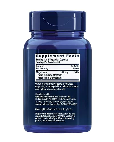 Life Extension Neuro-mag Magnesium L-threonate, Magnesium L-threonate, Brain Health, Memory & Attention, Gluten Free, Vegetarian, Non-GMO, 90 Vegetarian Capsules (Pack of 2) - Image 11