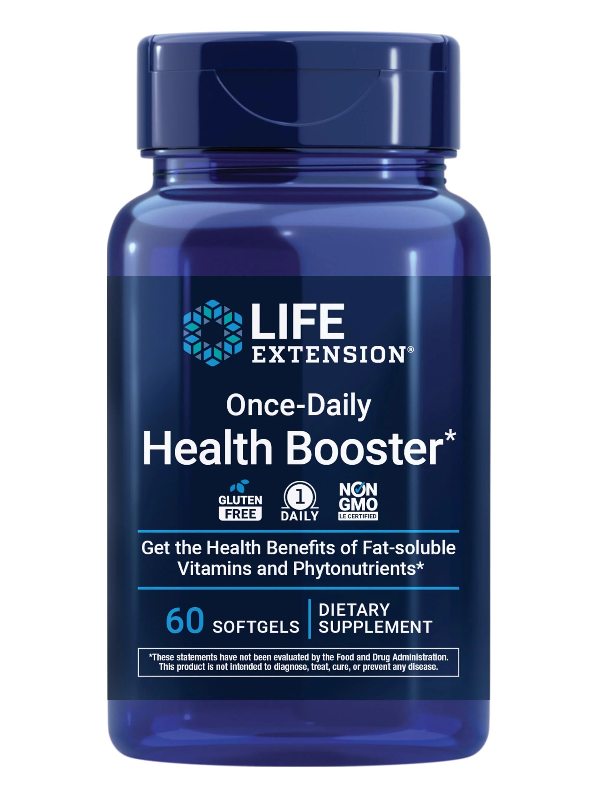 Life Extension Once-Daily Health Booster - Vitamins & Nutrients Supplement for Whole-Body Health - Vitamin K Complex, Vitamin E, Saffron, Lutein and More - Non-GMO, Gluten-Free - 60 Softgels