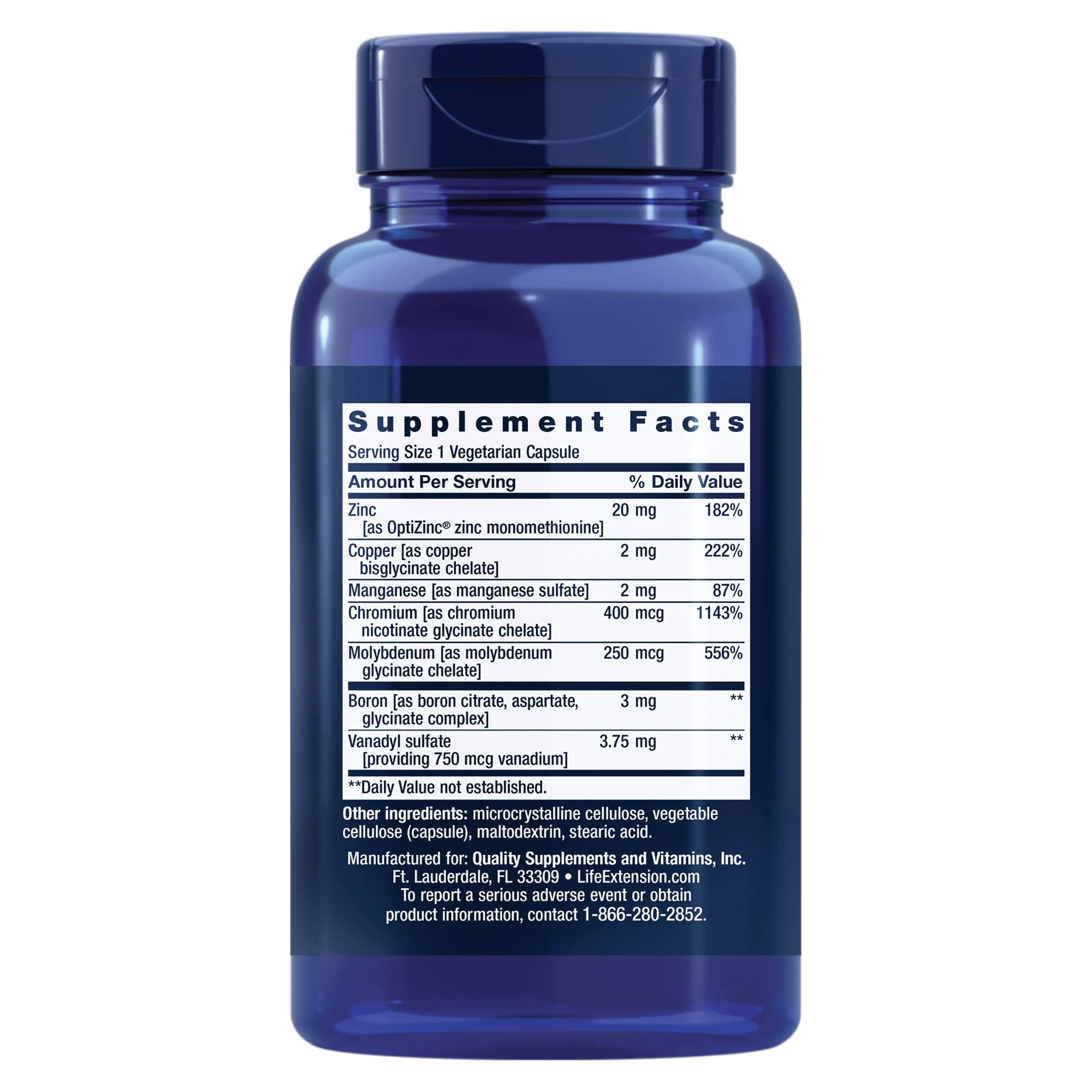 Life Extension Only Trace Minerals, a Daily dose of zinc, Chromium, Boron, Copper, Manganese, Vanadyl sulfate, Gluten-Free, Non-GMO, Vegetarian, 90 Capsules - Image 9