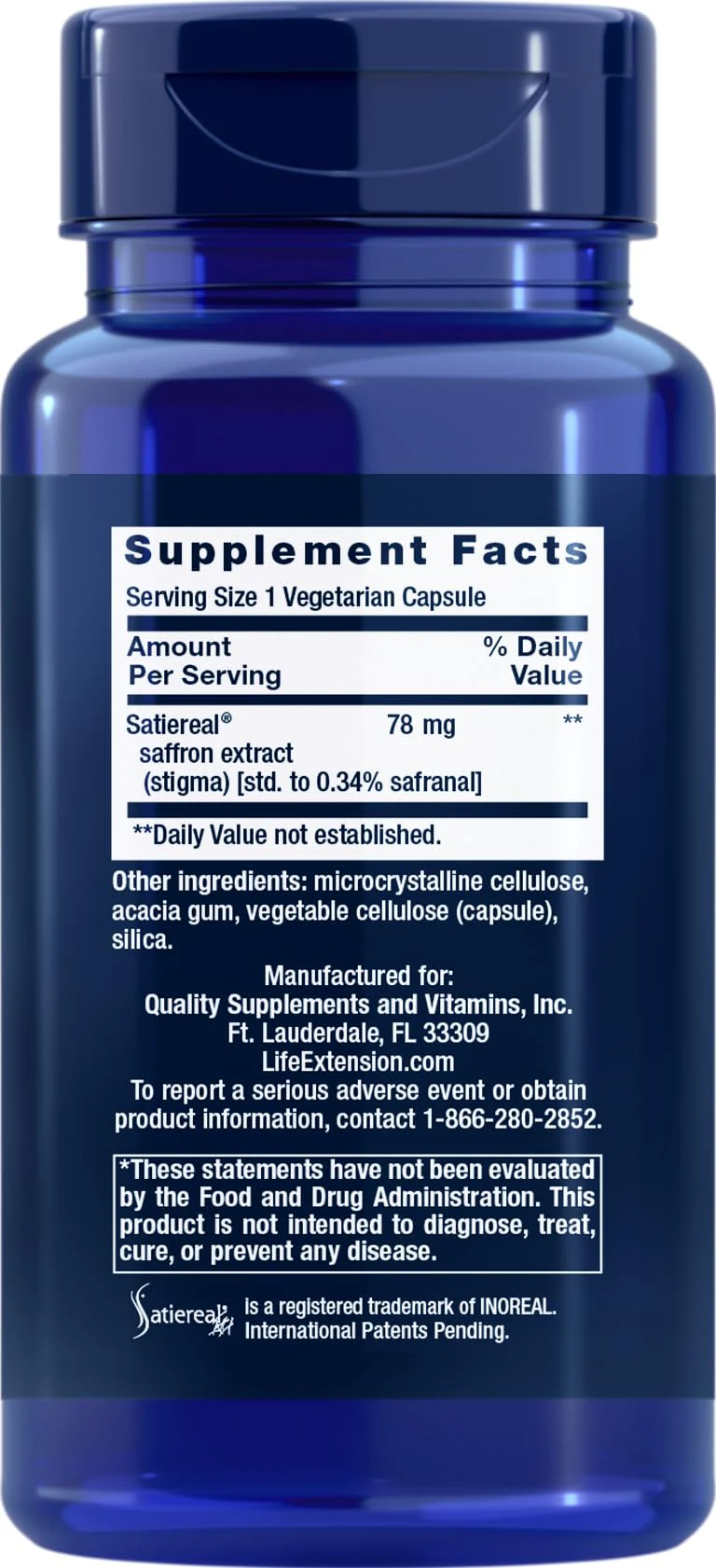 Life Extension Optimized Saffron Extract with Satiereal, 90 Vegetarian Capsules - Image 4