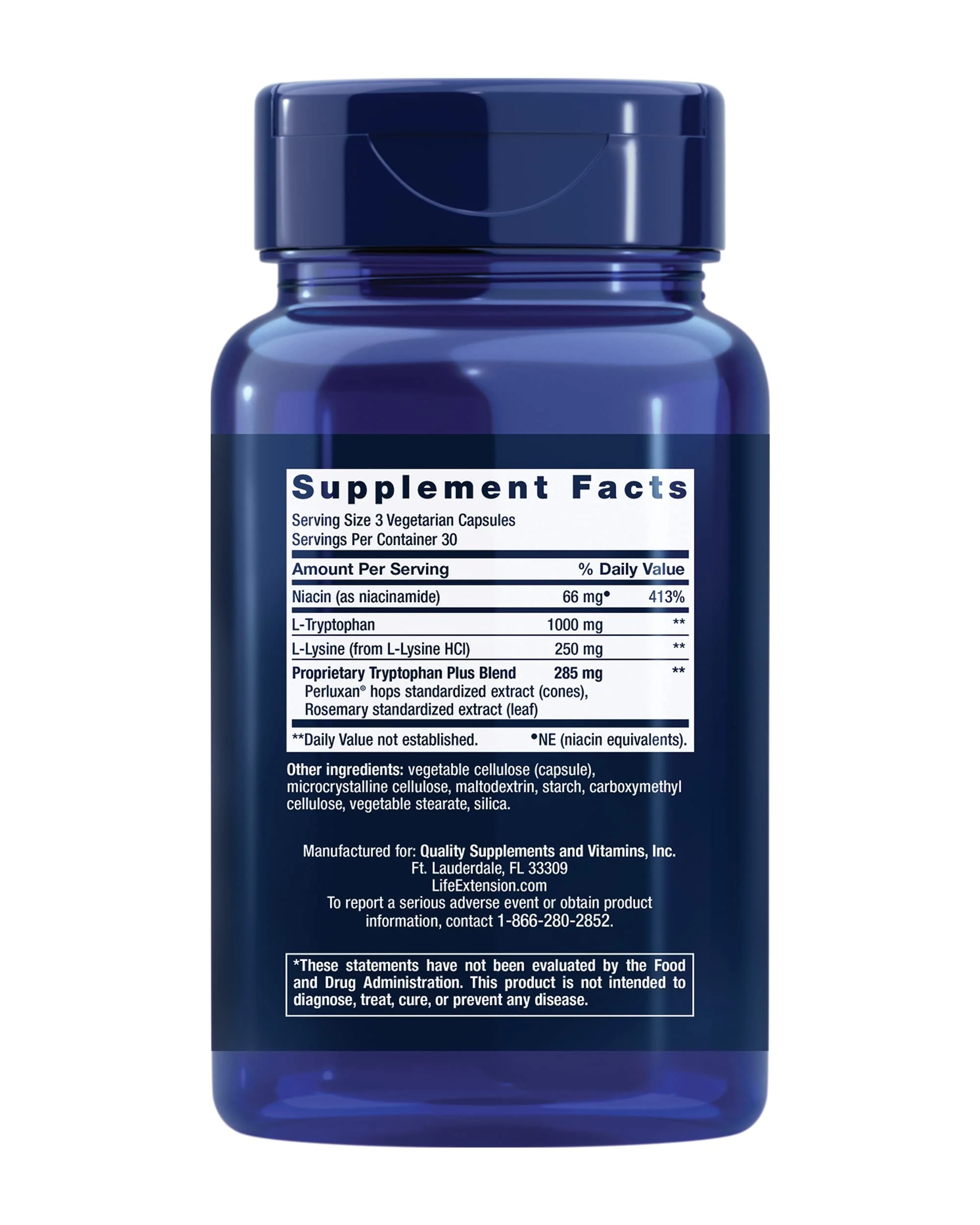 Life Extension Optimized Tryptophan Plus 1000mg - L-Tryptophan Supplement with Niacin and L-Lysine for Healthy Sleep & Stress Response – Gluten-Free, Non-GMO, Vegetarian - 90 Capsules - Image 9