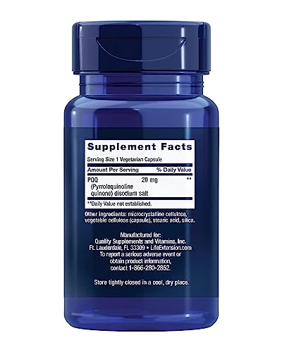 Life Extension PQQ (Pyrroloquinoline Quinone) 20mg Promotes The Growth of New Cellular Mitochondria - Gluten-Free, Once-Daily, Non-GMO, Vegetarian - 30 Vegetarian Capsules (Pack of 2) - Image 8