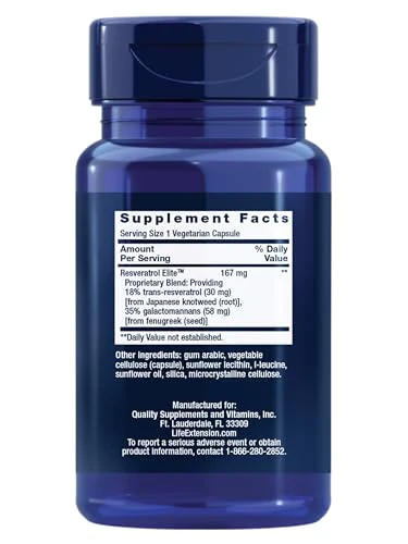 Life Extension Resveratrol Elite, Trans-resveratrol, Healthy Aging, Cardiovascular Health, Brain Health, oxidative Stress, Gluten-Free, Non-GMO, Vegetarian, 30 Capsules - Image 10
