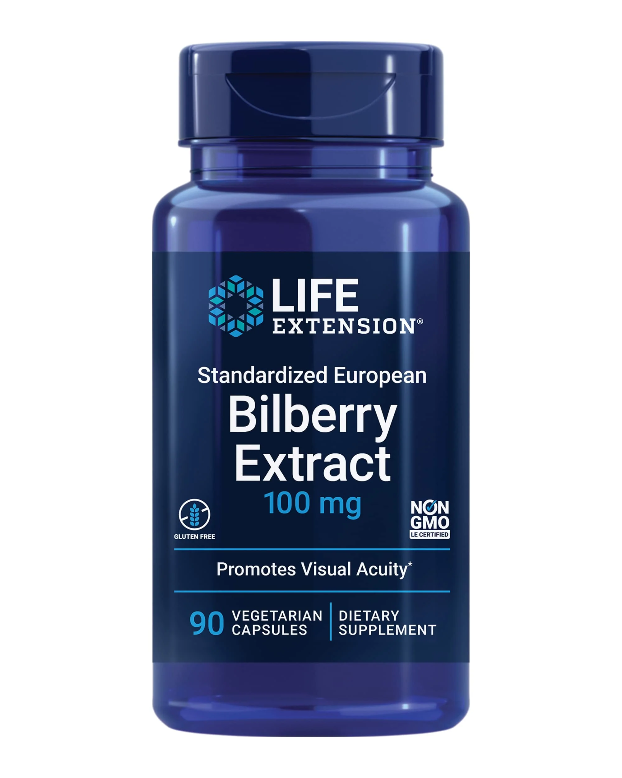 Life Extension Standardized European Bilberry Extract, 100 mg, MirtoSelect® Vaccinium myrtillus, Eye Health, Circulation, Lubrication, Gluten-Free, Non-GMO, Vegetarian, 90 Capsules