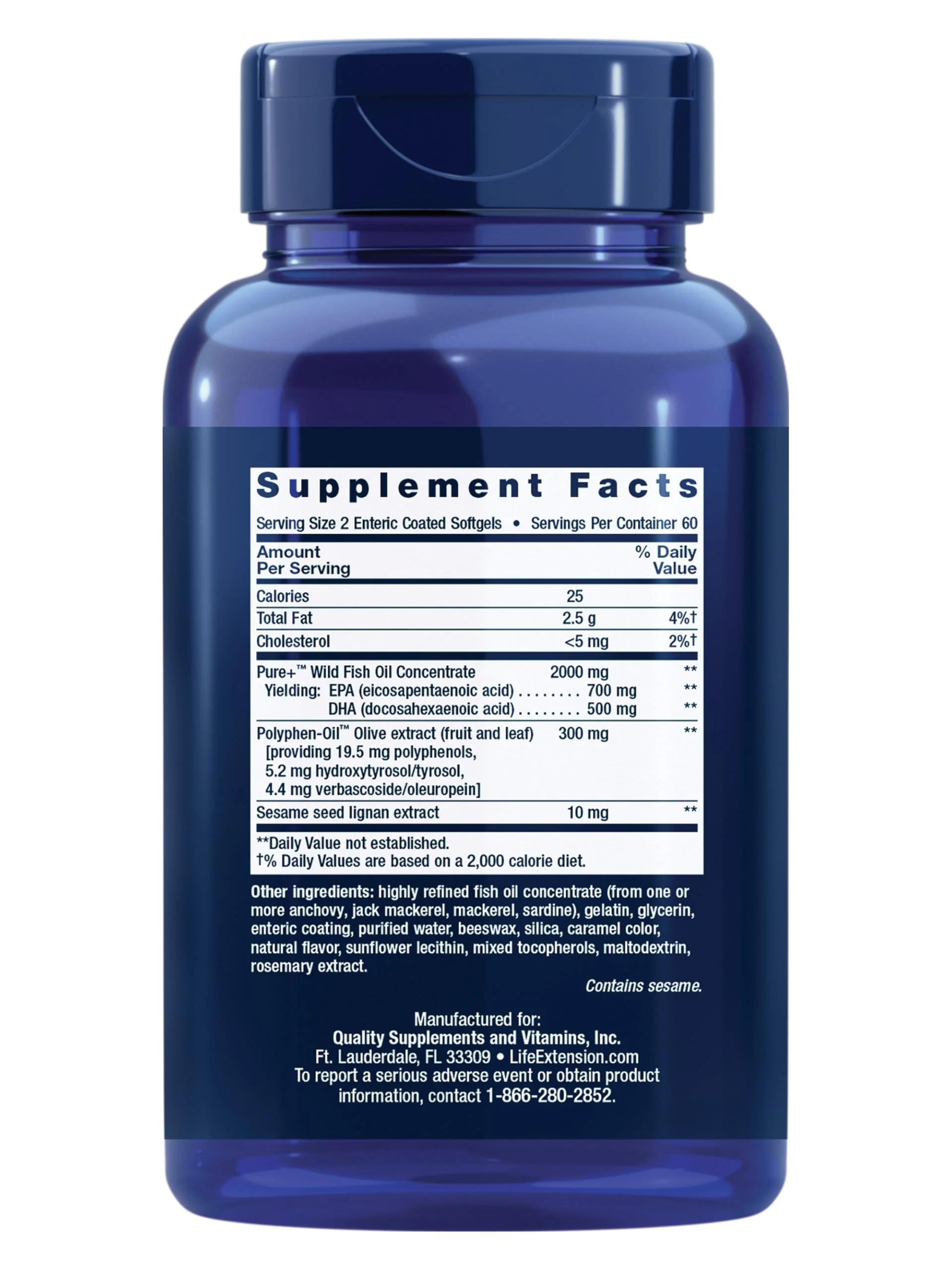Life Extension Super Omega-3 EPA/DHA Fish Oil, Sesame Lignans & Olive Extract – Heart Health, Brain Health, Inflammation Health Support, Gluten-Free, Enteric-Coated, Non-GMO, 120 Softgels - Image 9